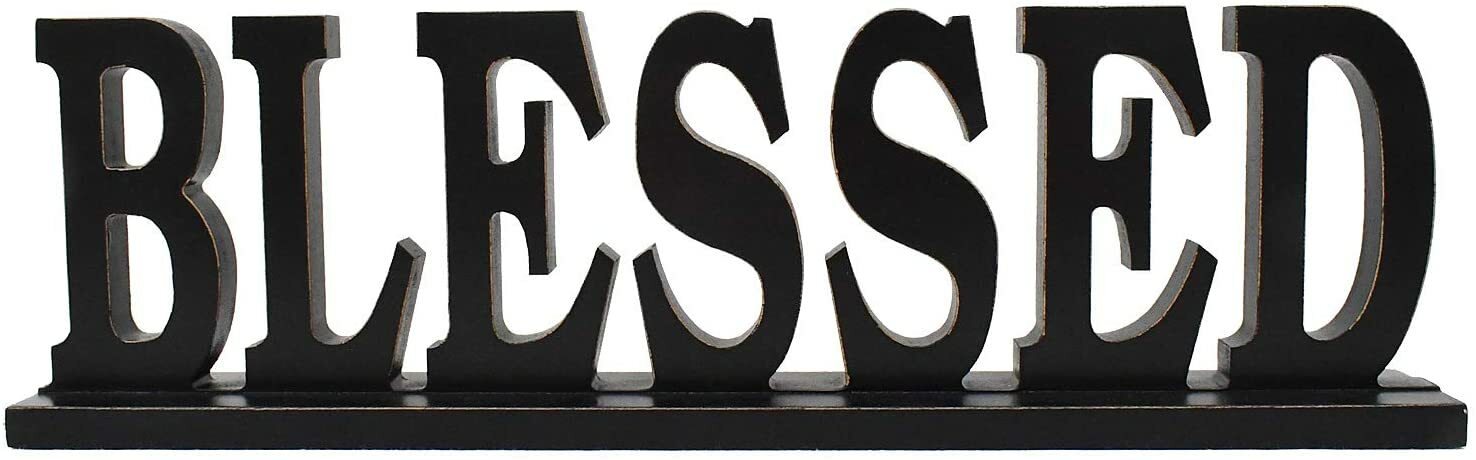 Blessed Sign for Home Decor Wooden Block Letters Rustic Tabletop Words Decor