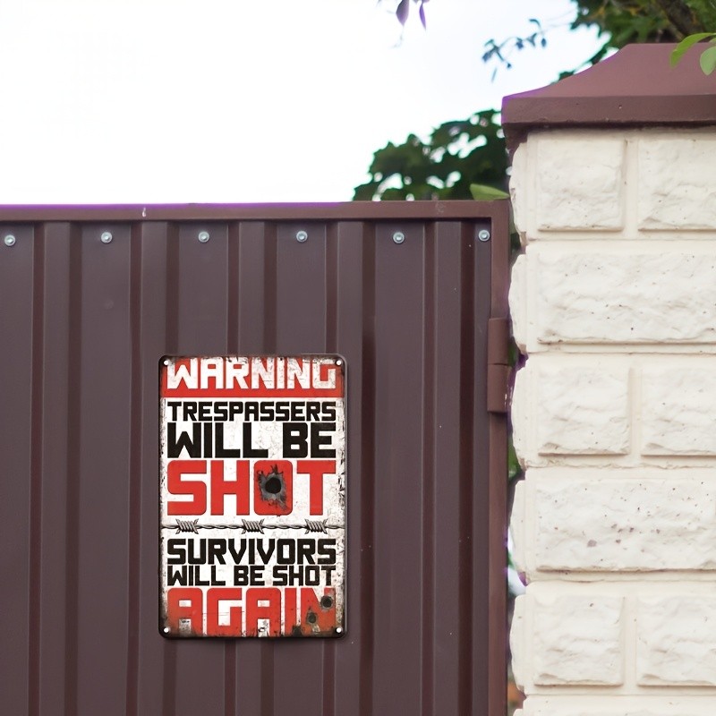8*8 Inches Warning Poster No Trespassing Metal Poster Warning Tin Metal Signs