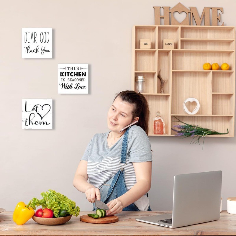 Warm Kitchen Wall & Counter Freestanding Wood Box Sign Farmhouse Plaque Gift