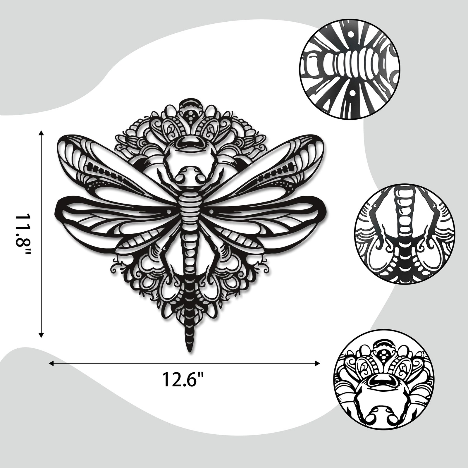 Rajukit Floral Dragonfly Metal Wall Art,Elegant Indoor/Outdoor Decor with Acc…