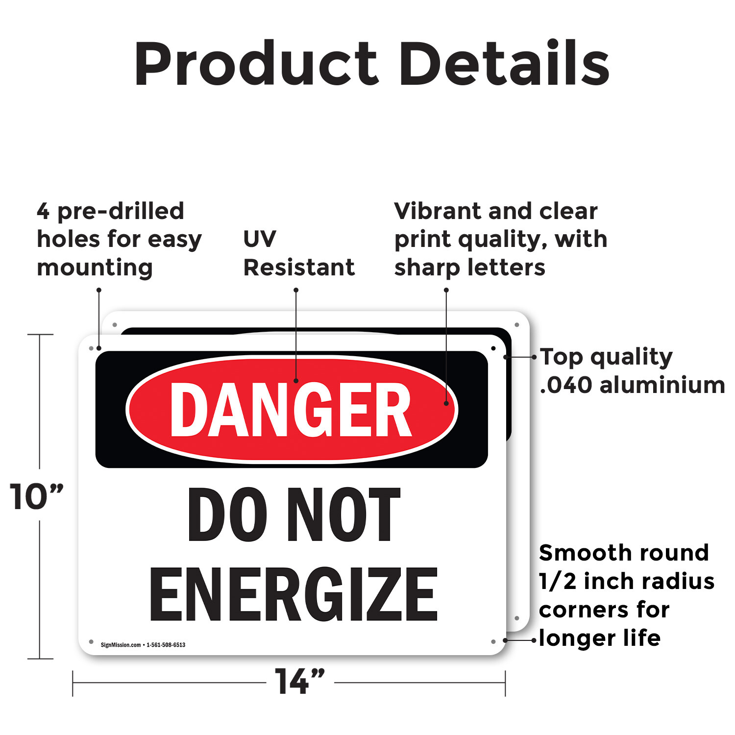 (2 Pack) Do Not Energize OSHA Danger Sign Decal Metal Plastic