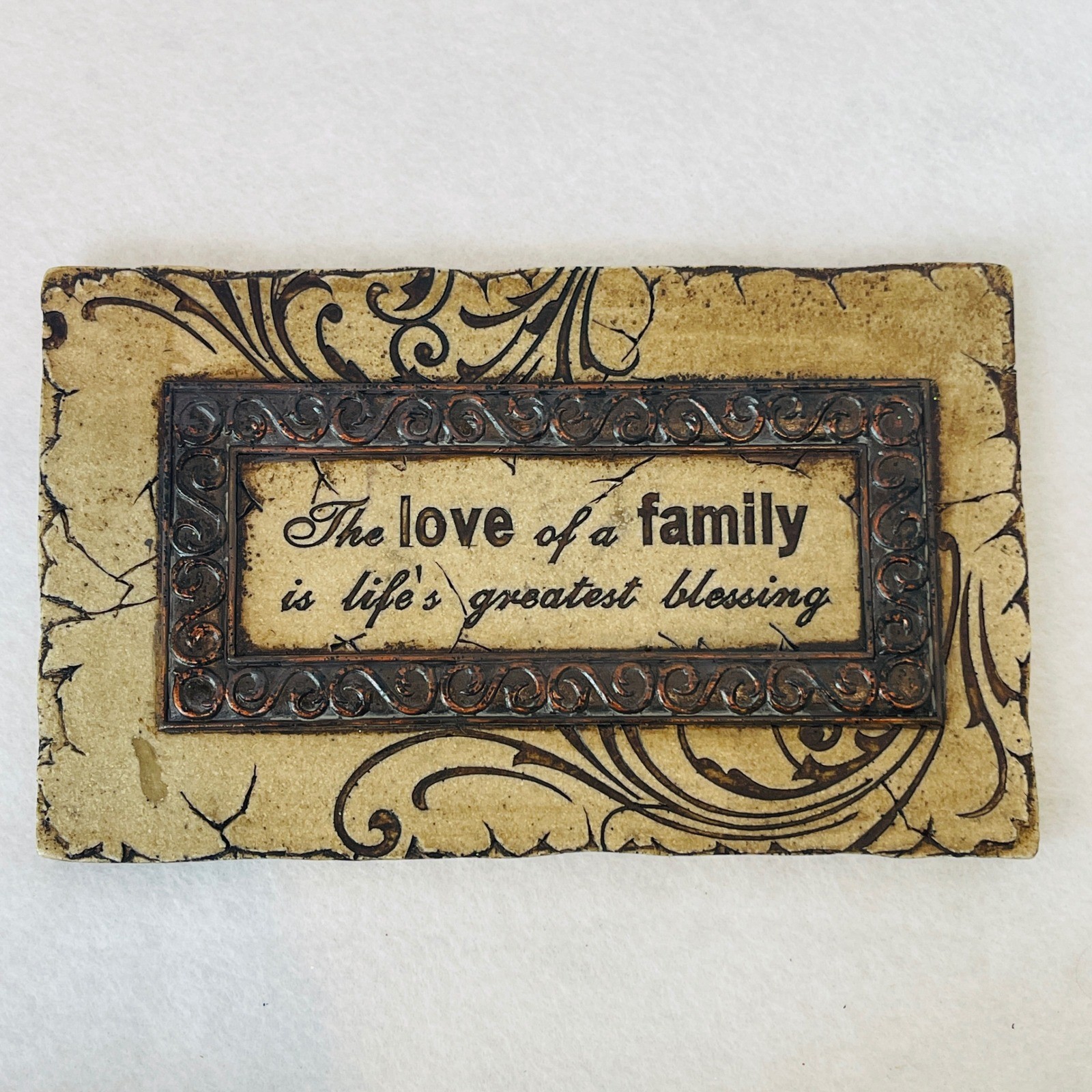 Family Blessing Wall Plaque Rustic Stone Look Resin Sign Decor 9.5×6 Inch