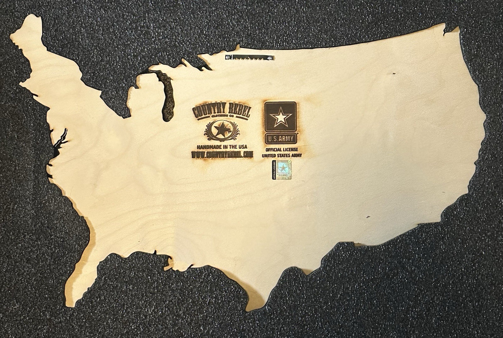 Country Rebel US Army Wood Wall Art USA Flag Map Laser Etched Official Licensed