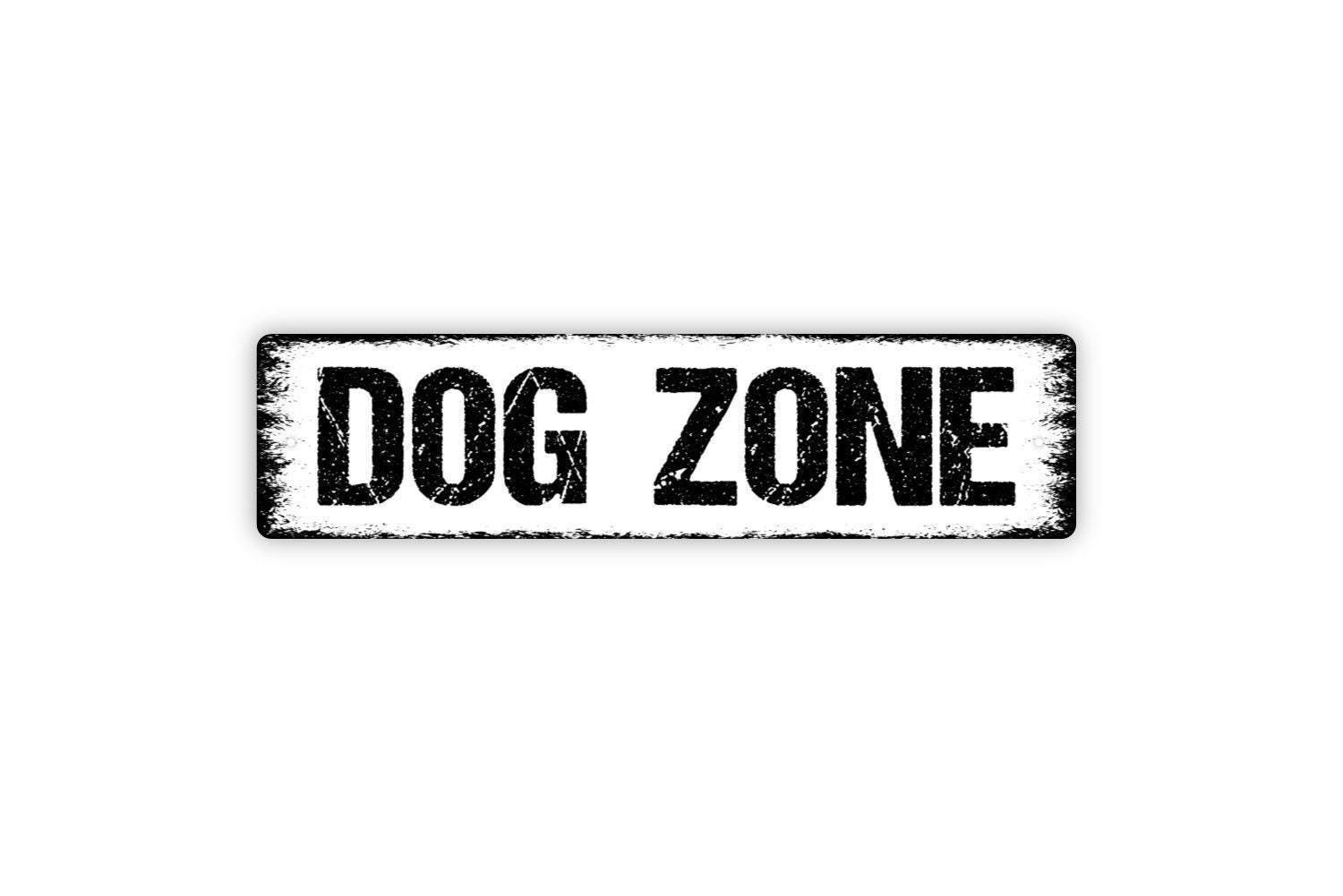 Dog Zone Sign Metal Wall Decor for Home Yard Fence Patio Pet Area Funny