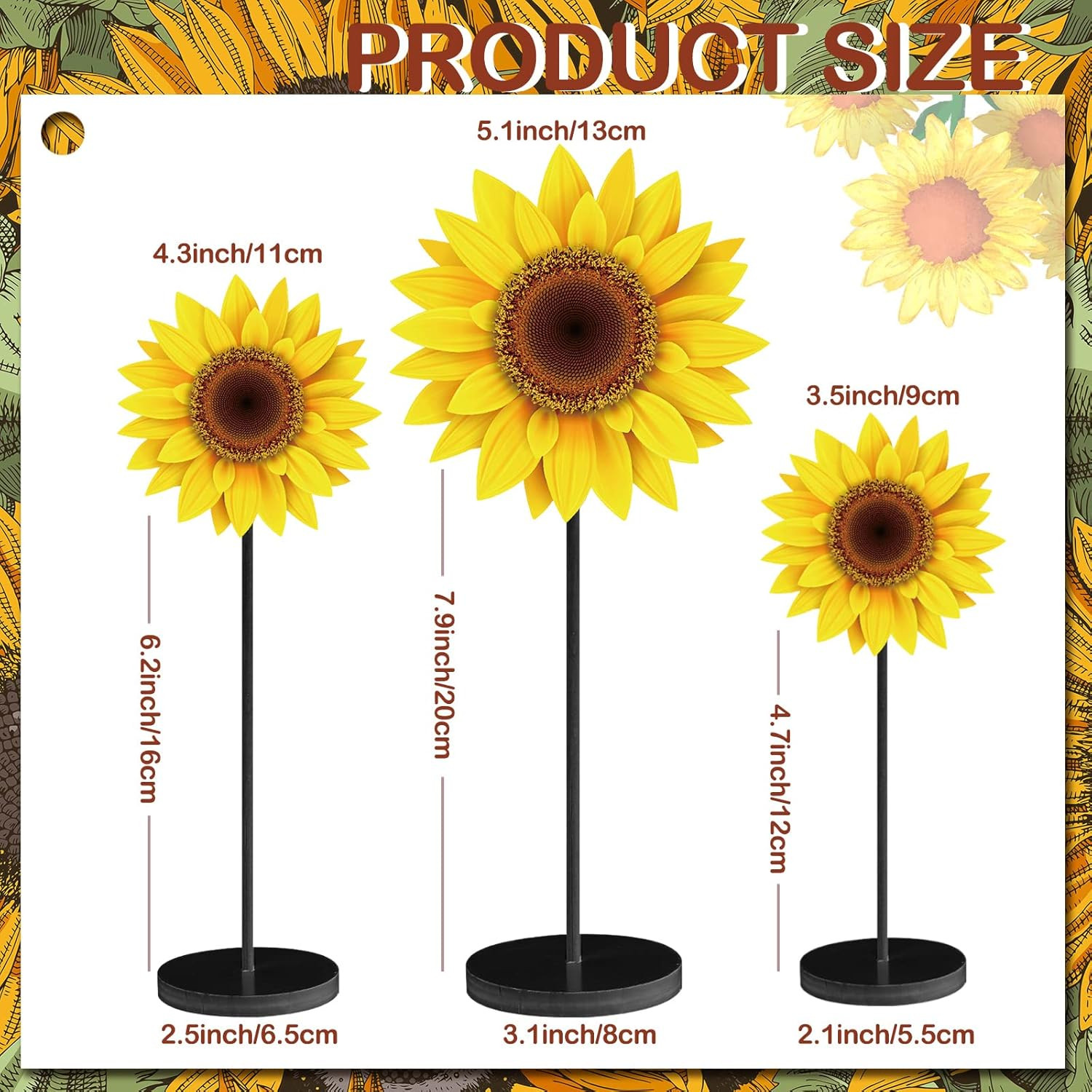 3 Pcs Summer Table Decor Sunflower Wood Table Sign Summer Freestanding Tabletop