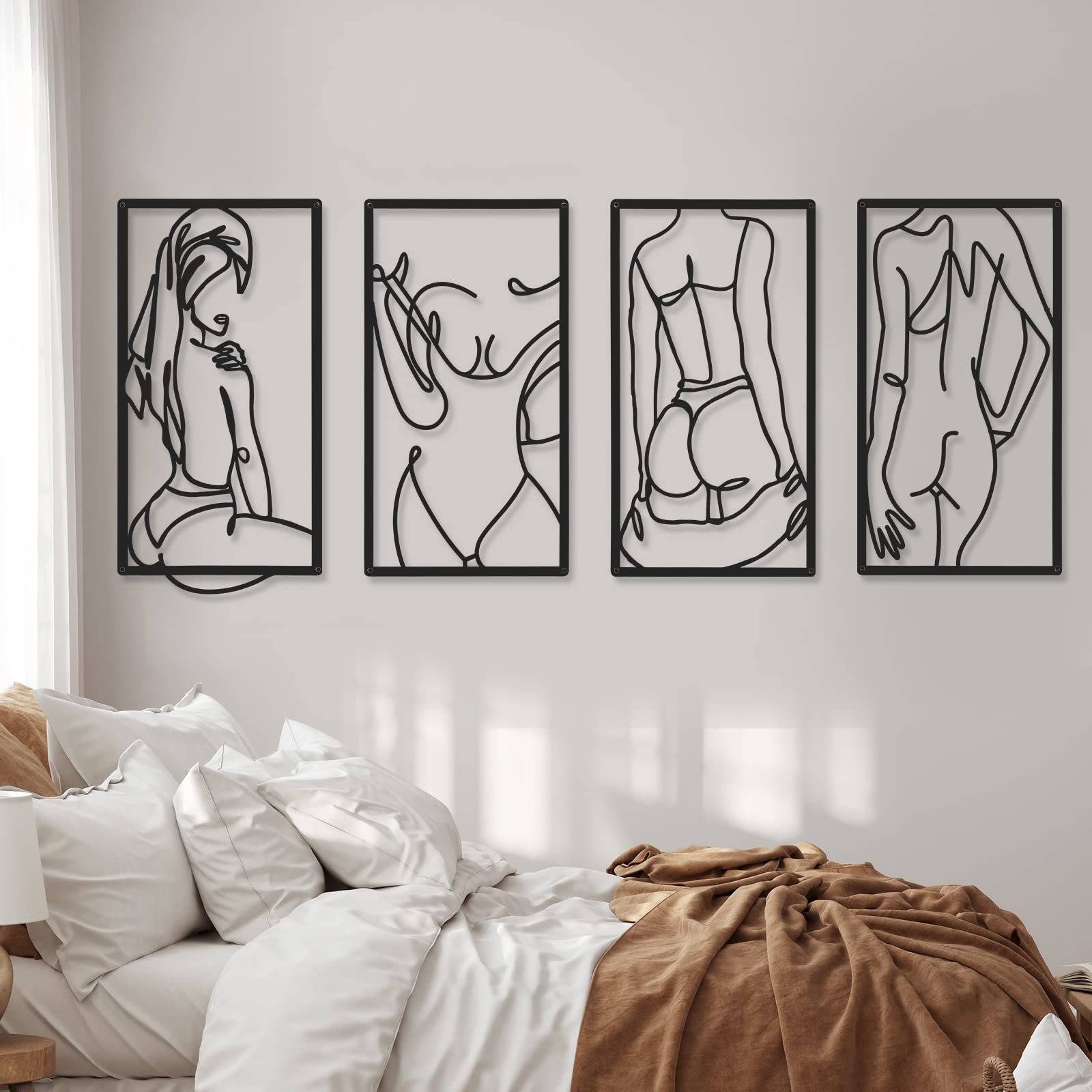 6 Pcs Modern Minimalist Wall Decor Abstract Woman Wall Art Single Line Metal …