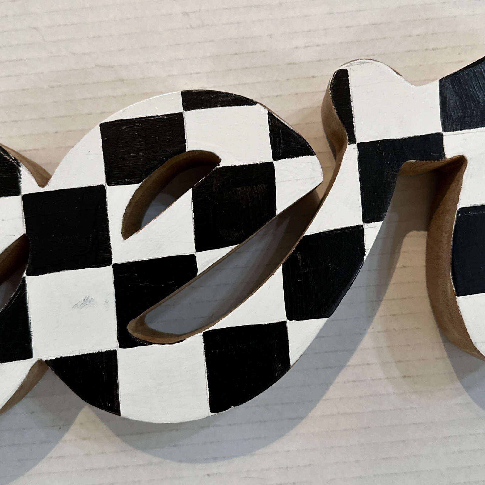 CHEERS Wood Sign 3D Man Cave Game Room Word Black And White Handpainted 26X9.5