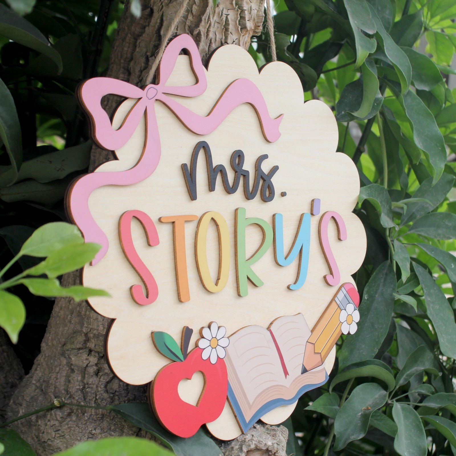 Personalized Teacher Door Hanger Custom Name Classroom Gift