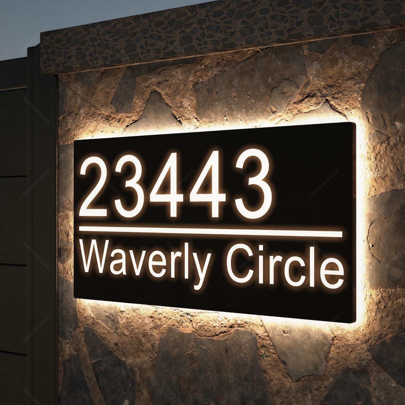 Solar LED House Number Sign Personalized Outdoor Address Plaque