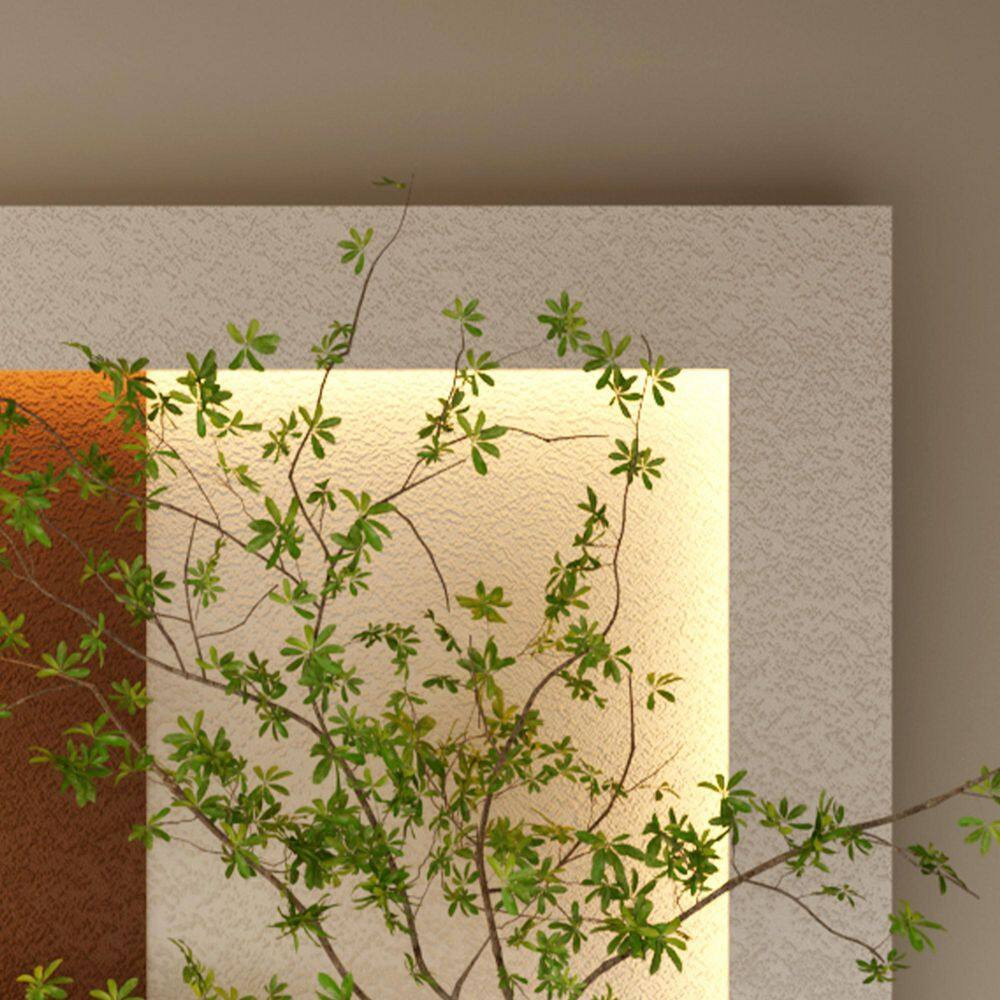 41 In. X 24 In. Light Coffee 3D Sandstone Art Wall Decor with Simulated Greenery