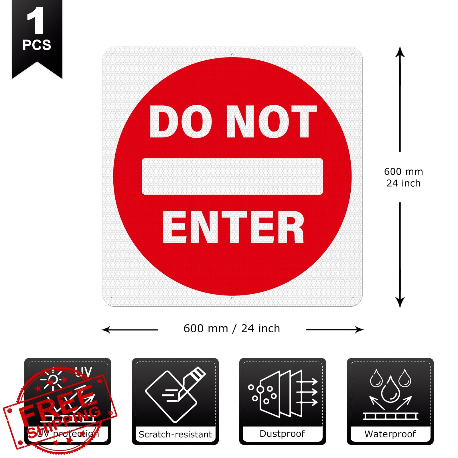 Anobell Red 24 x 24 Inch Do Not Enter Sign