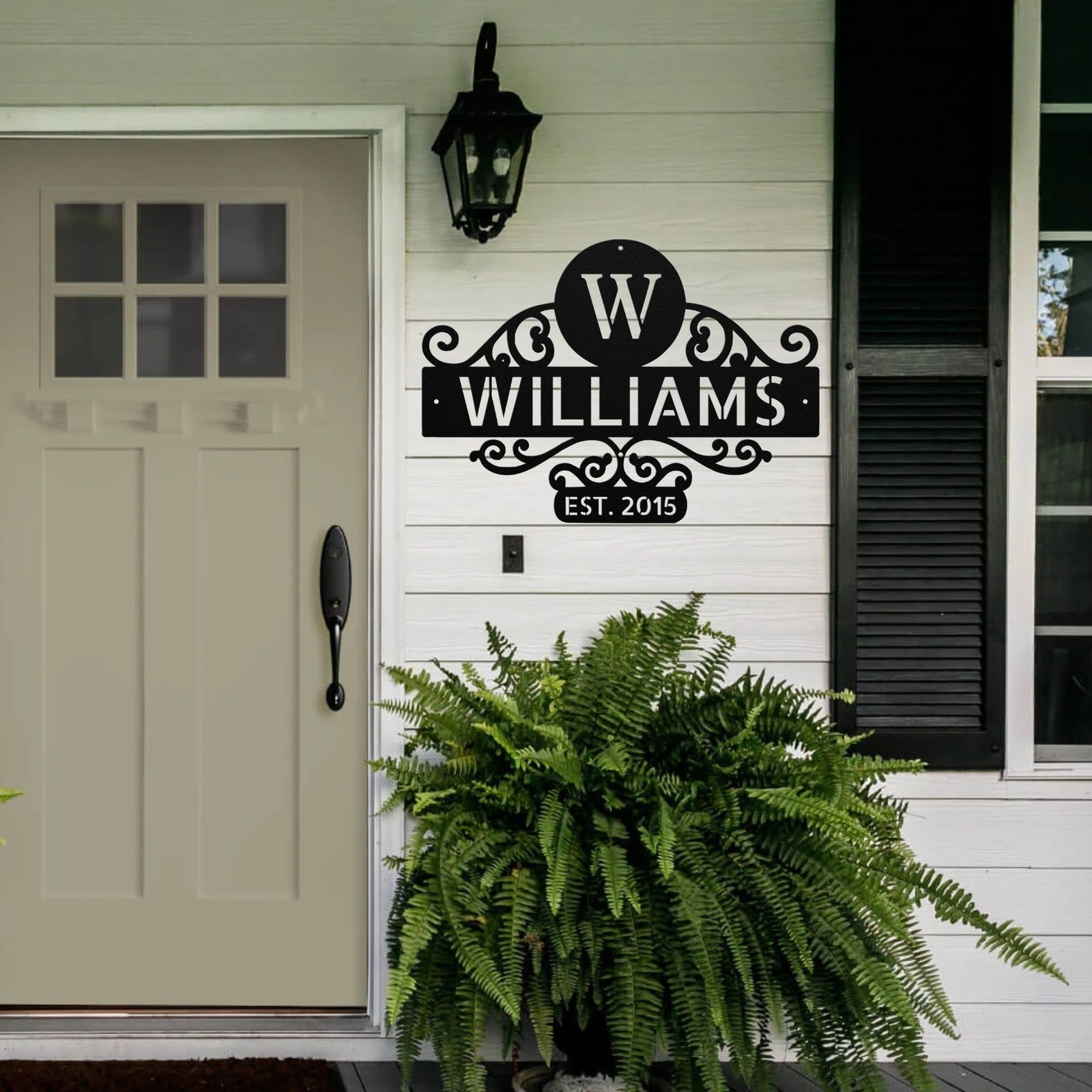 Custom Family Name Metal Sign Personalized Welcome Sign with Number and Monogram