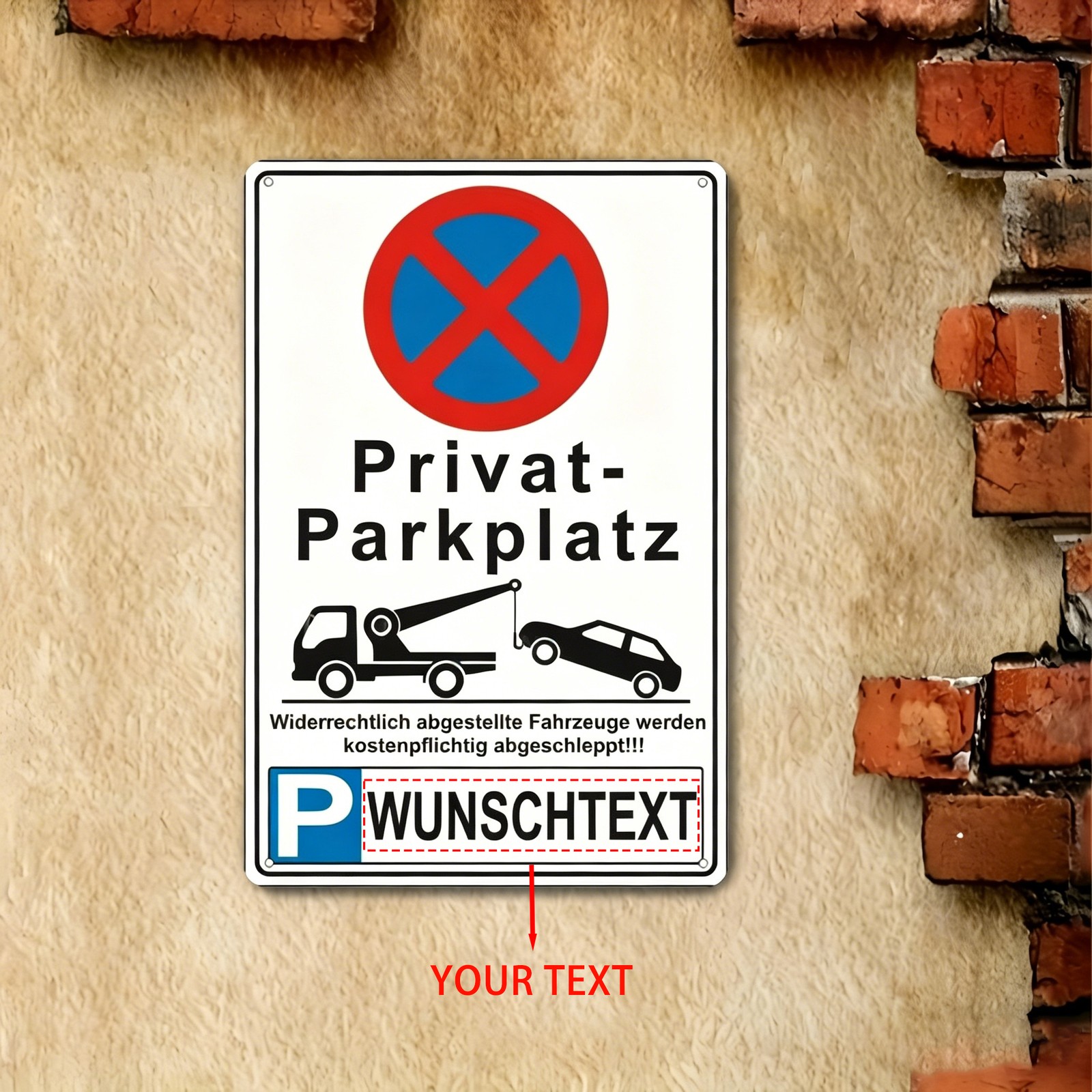 Custom Vintage Iron Parking Sign German Text Metal Wall Plaque Garage Decor 8×12