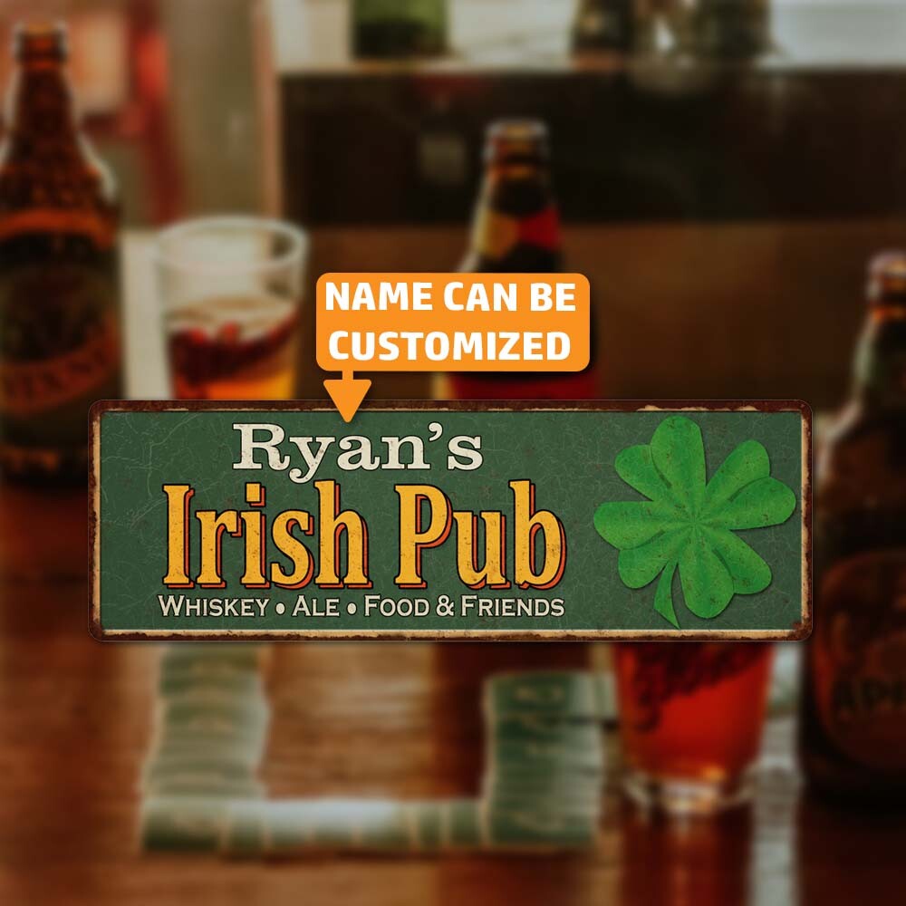 Personalized Irish Pub Green Custom Sign Game Room Home Bar 106180010001