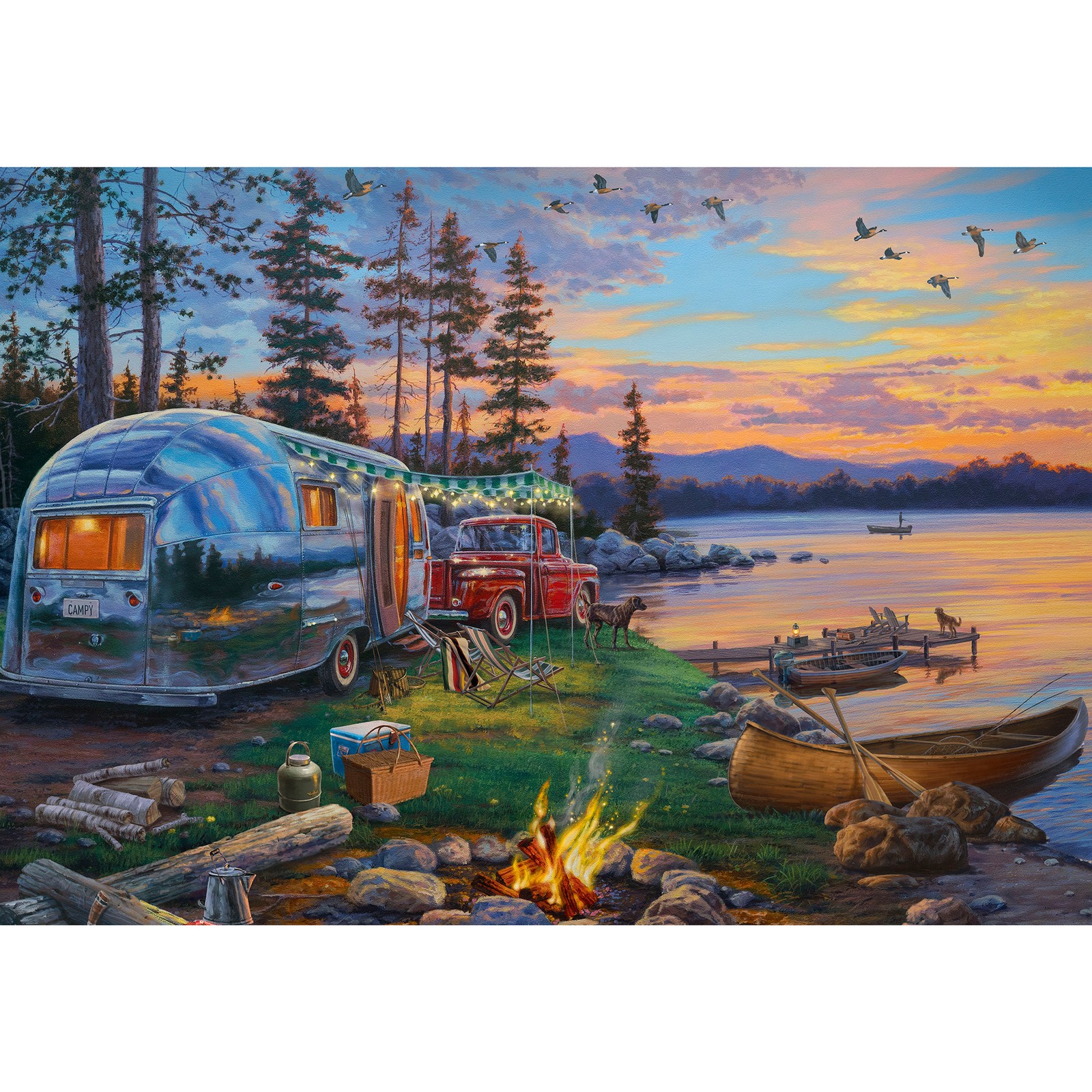 Rivers Edge Products LED Canvas, 24″ x 16″ Fiber Optic Light Up Wall Art,