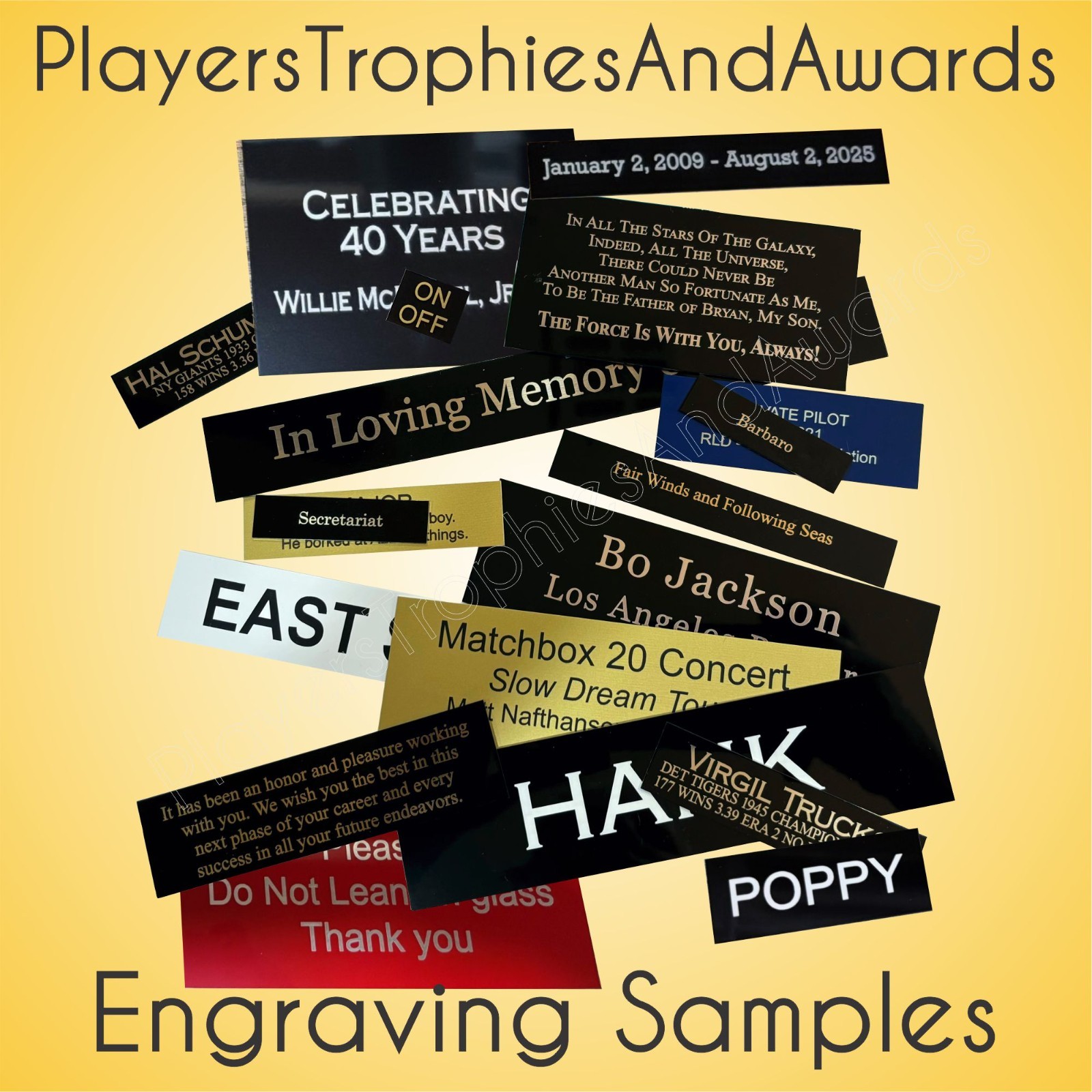 Engraved Name plate ALUMINUM Custom laser Engraving CHOICE of size proof inc PTA