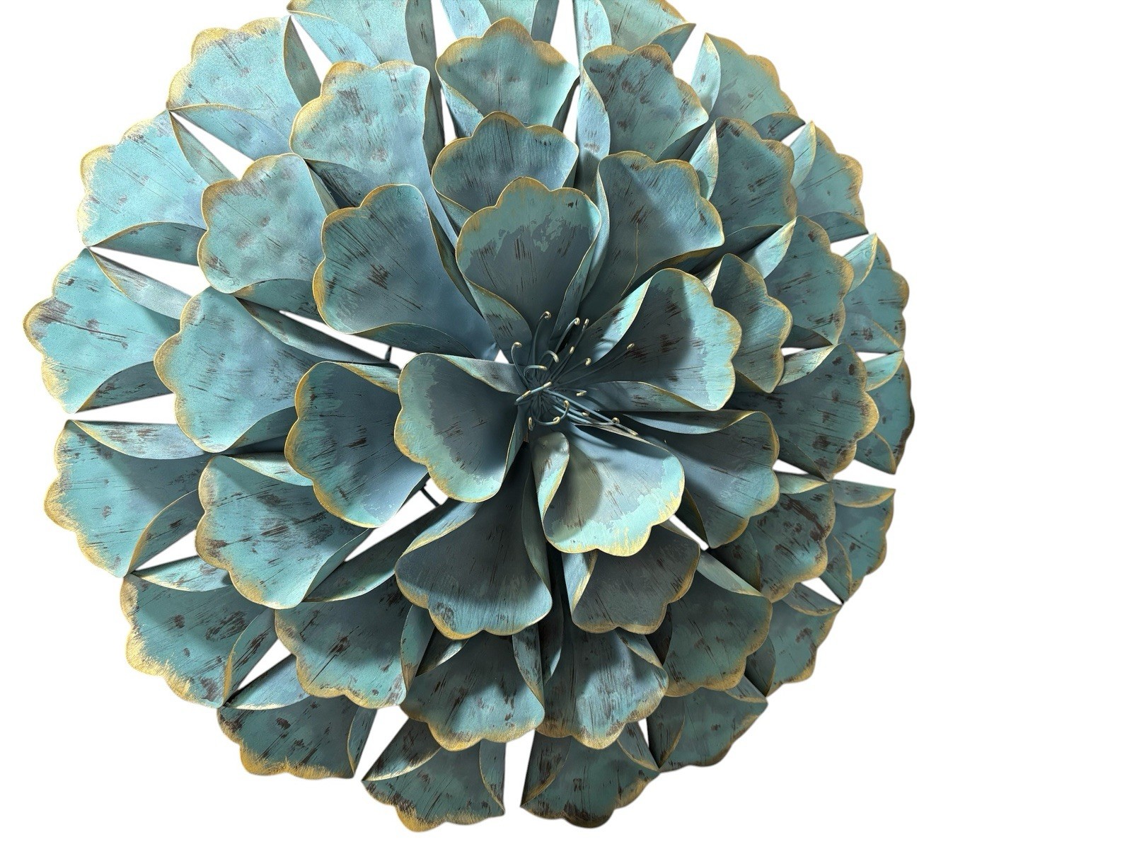 23” Metal Teal Blue Flower Wall Decor Beautiful. FREE SHIPPING