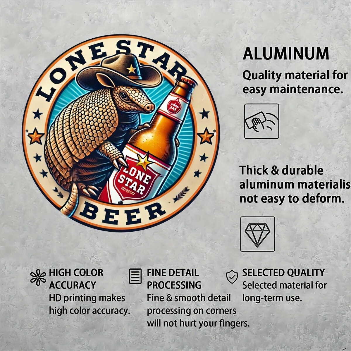 1pc Lone Star Beer – themed Western – style Aluminum Tin Metal Signs, 8×8 Inches