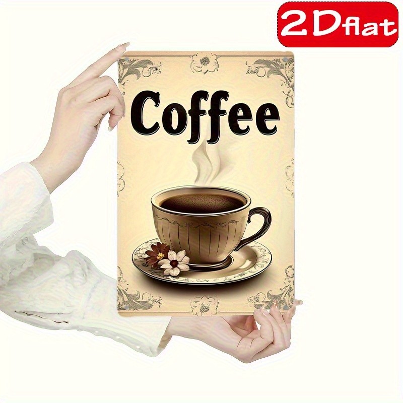 Vintage Coffee Shop Metal Sign 8×12 Inch Beige Brown