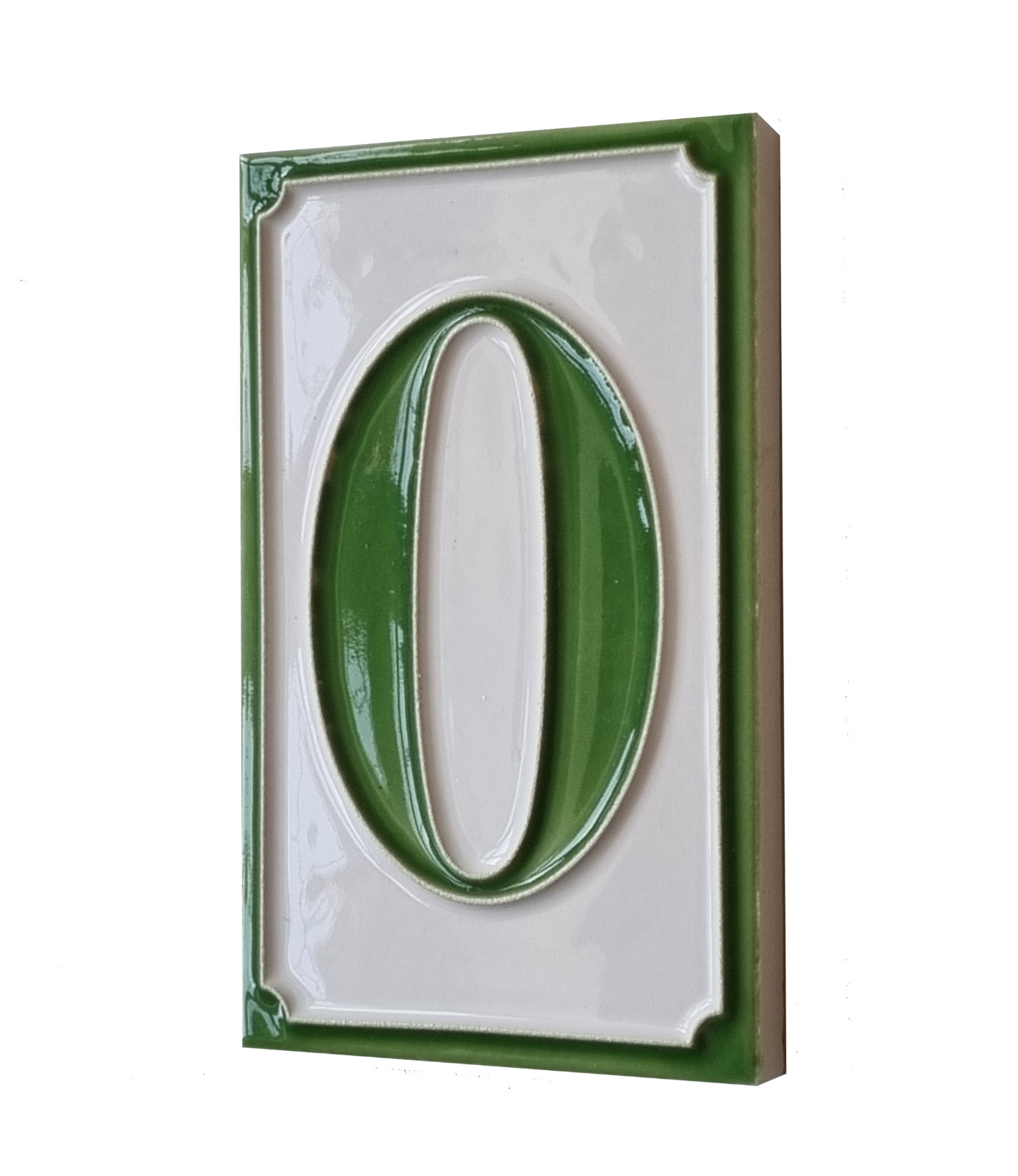 11 cm x 7 cm Italian Ceramic Green Numbers & Brown Or White Frames