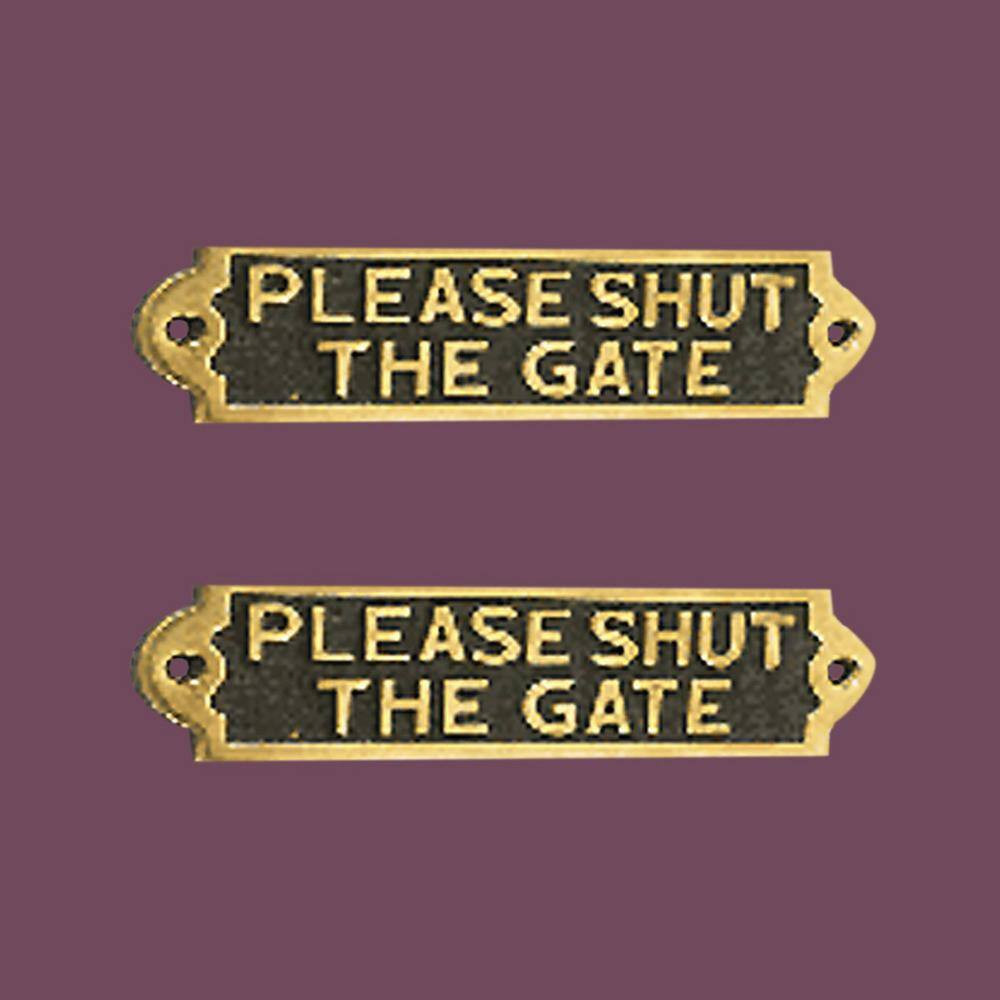 Plaques Please Shut the Gate Sign Polished Brass Plate (Pack of 2)