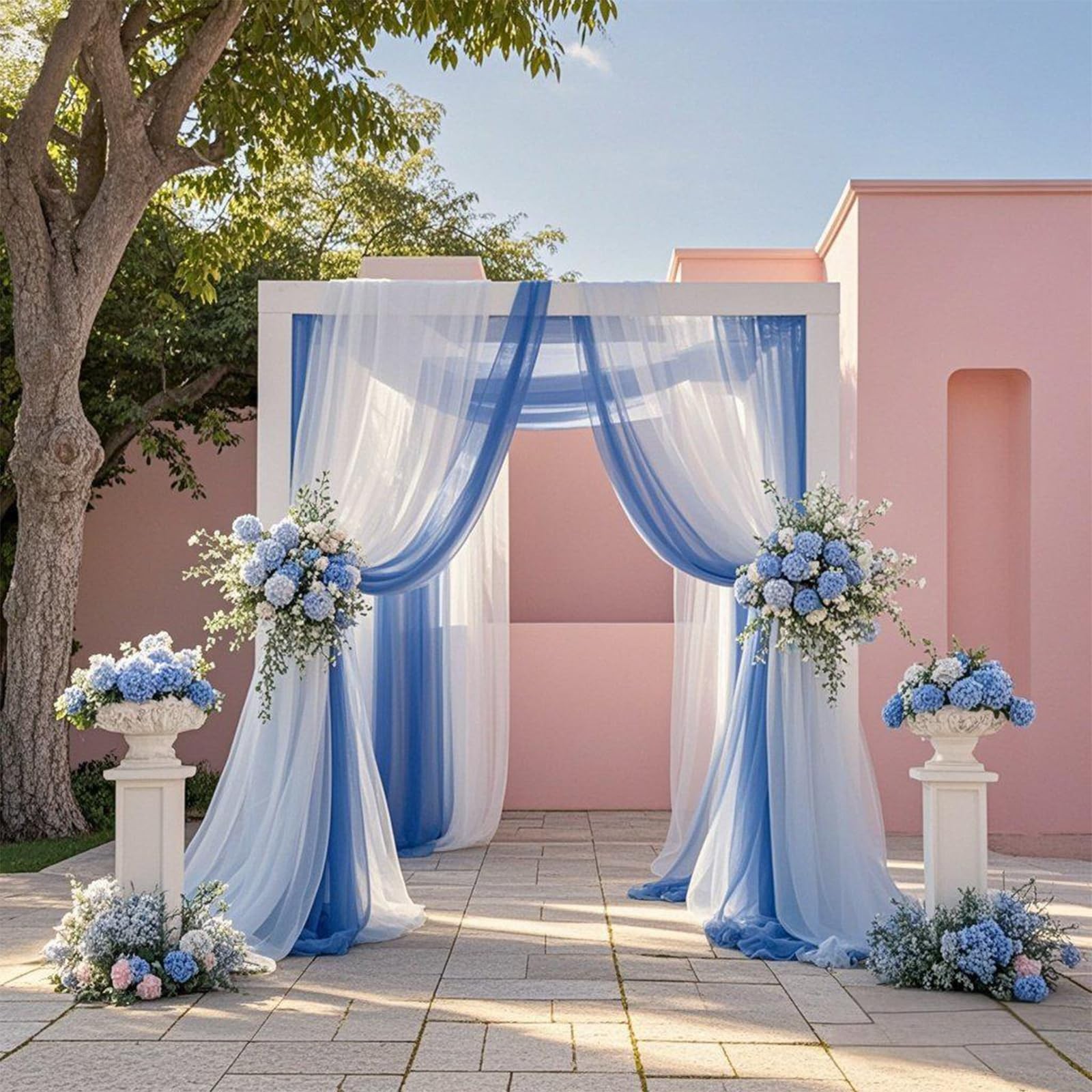 2 Panels Arch Draping Fabric, 29 x 20FT, Terracotta, Chiffon, Sheer Drapes