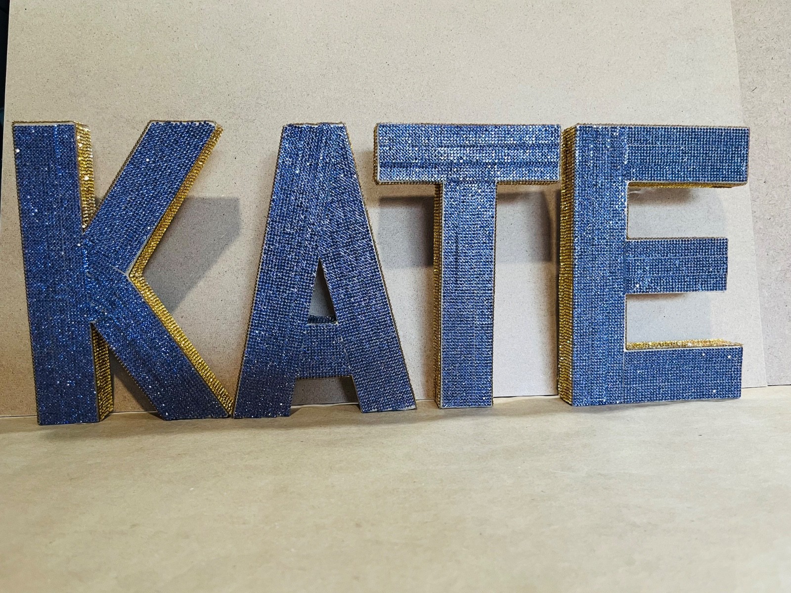 Purple & Gold Jeweled Block Letters K, A, T, E
