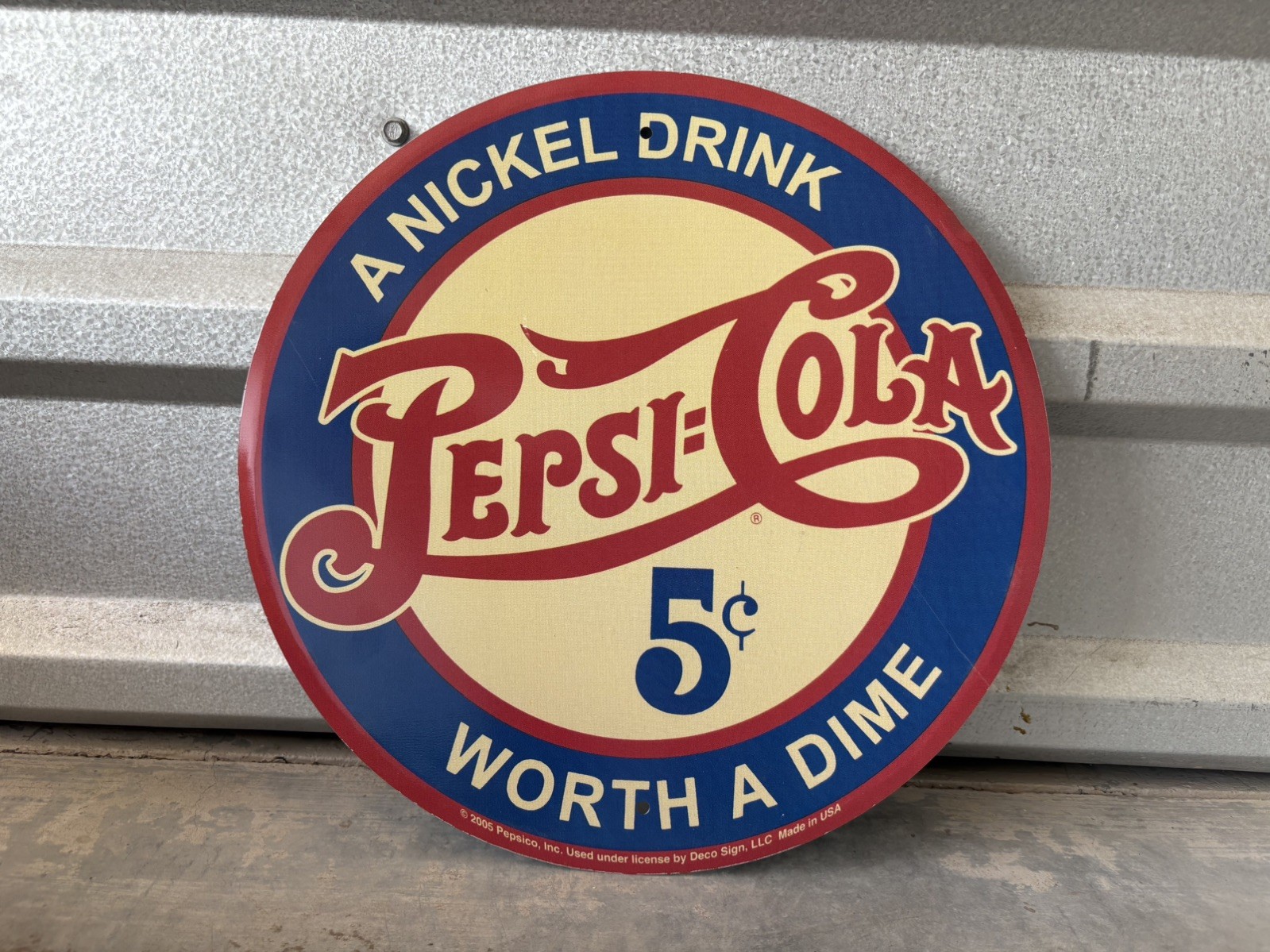 Pepsi-Cola 5cent Round Metal Tin Sign-12inches