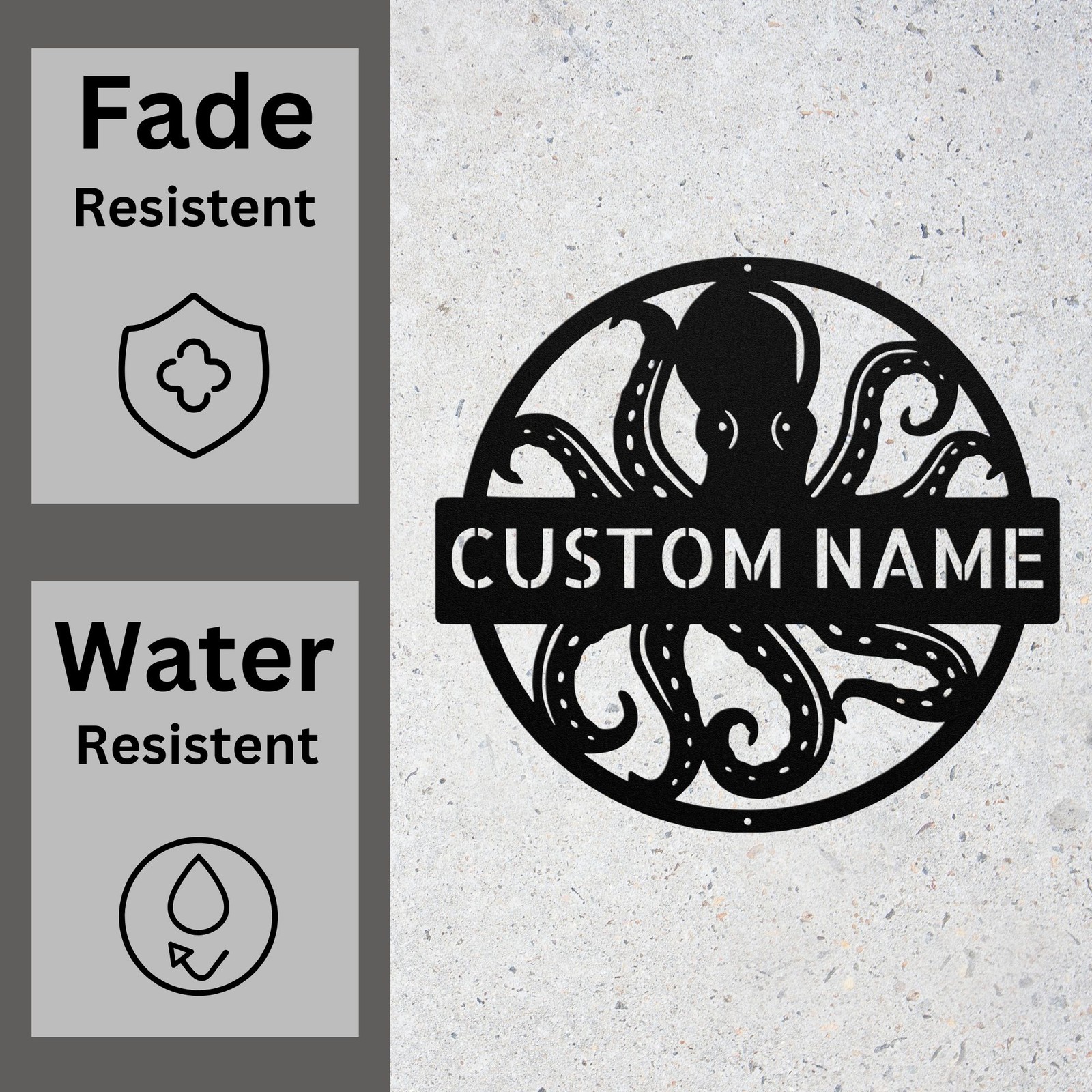 Custom Octopus Metal Sign Personalized Ocean Sea Creature Wall Decor Plaque Gift