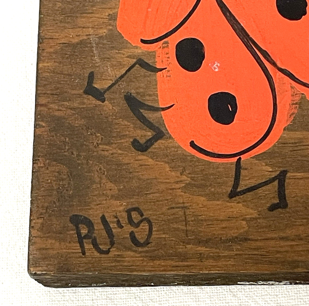 Vtg Hand Painted Ladybug on Wood Block Wall Art Primitive Farmhouse Garden