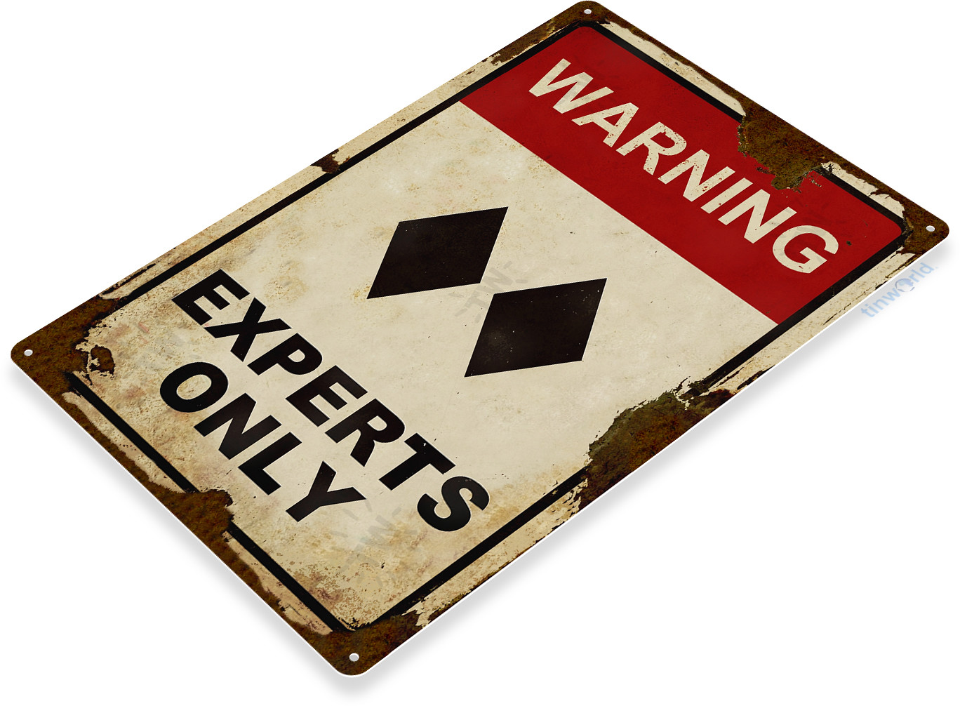 Caution Experts Only Black Double Diamond Ski Lodge Lift Skiing Tin Sign A333