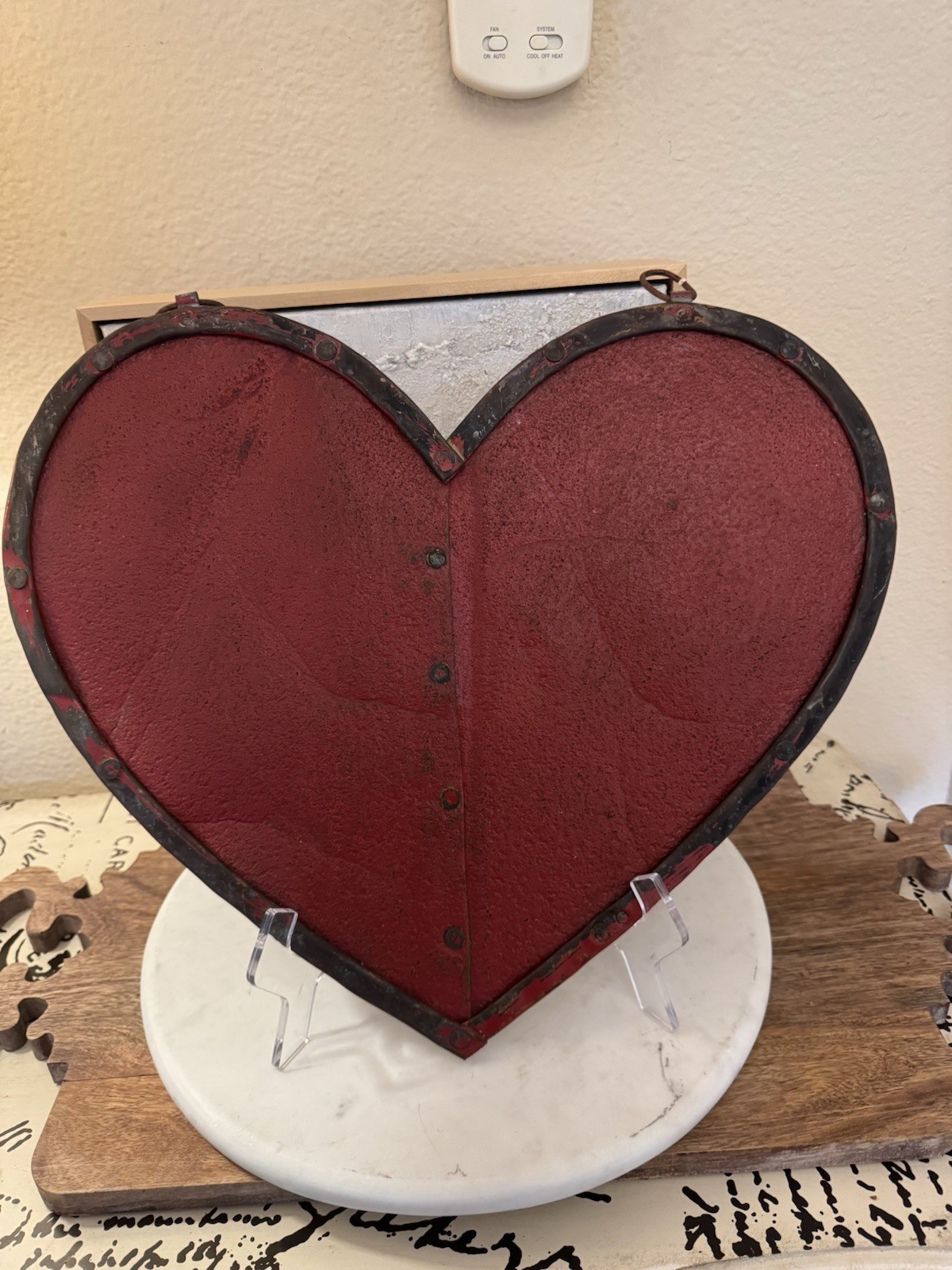 Contemporary Painted Zinc Heart Trade Sign Metal Heart Wall Decor