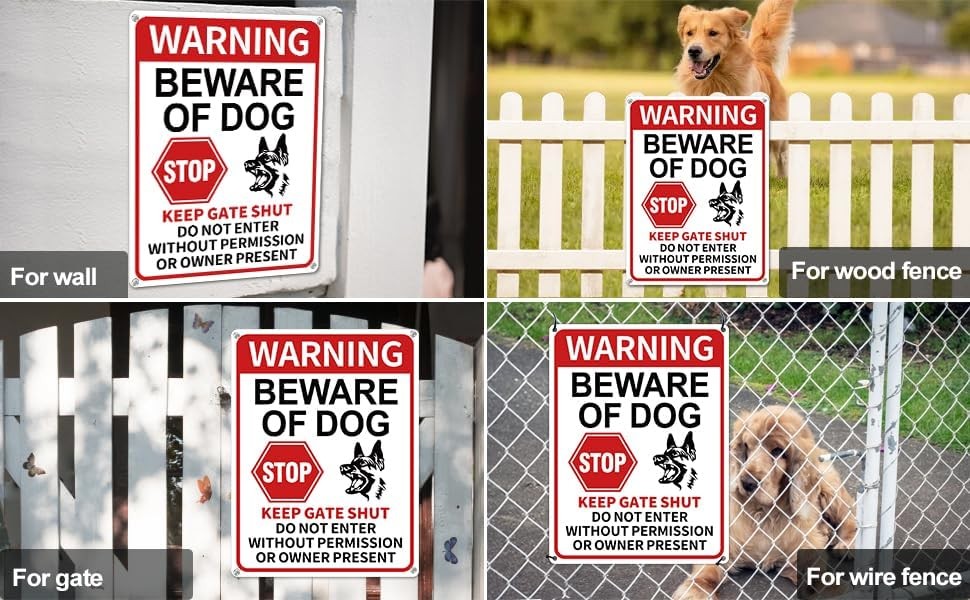 2-Pack Reflective Beware of Dog Signs – 13×10″ Aluminum Fence or Gates Warning