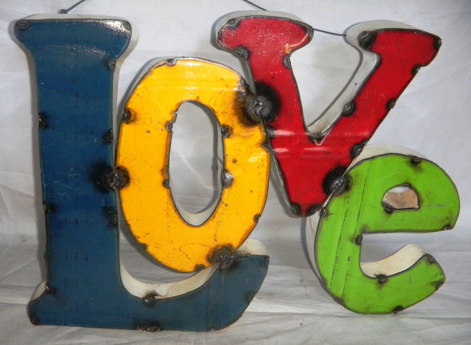 “LOVE” Wall Sign – Handmade Metal – Distressed Vintage Look – Ready to Hang