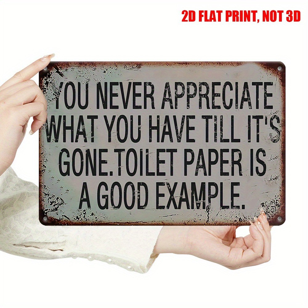 Retro Bathroom Humor Sign Toilet Paper Home Wall Decor Funny Restrooms Tin Signs