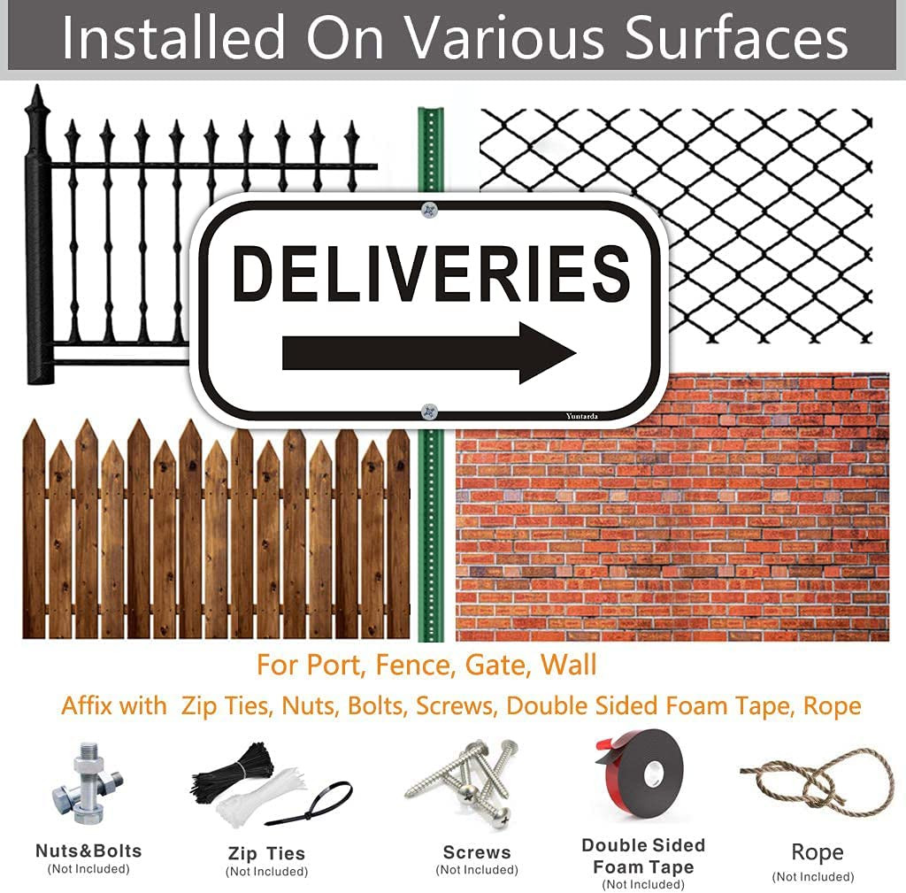 2-Pack Deliveries with Arrow Right Deliveries Sign 12”X6” Rust Free 40Mil Alumi