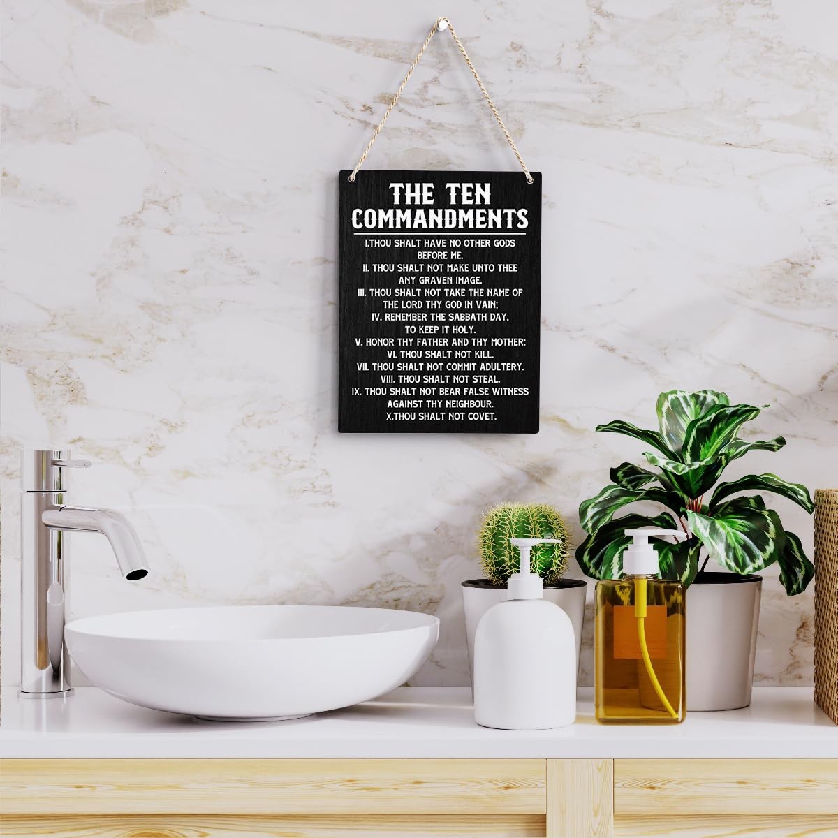 Inspirational Bible Verses Ten Commandments Wall 10″L x 8″W, 10 Commandments.