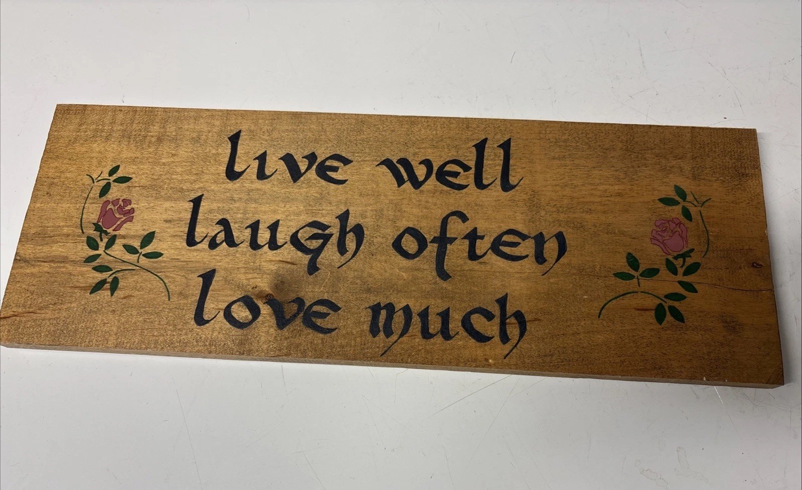 Hand Painted Wooden Plaque Sign Live Well Laugh Often Love Much Home Decor