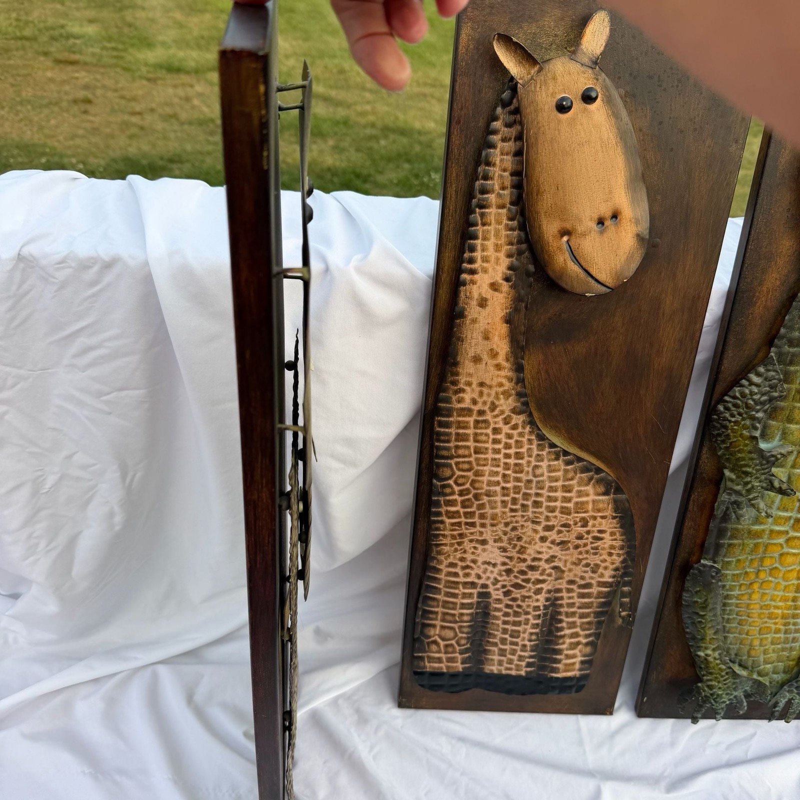 Set of 4 Whimsical Safari Animal Metal Wall Art Plaques 9” x 26”