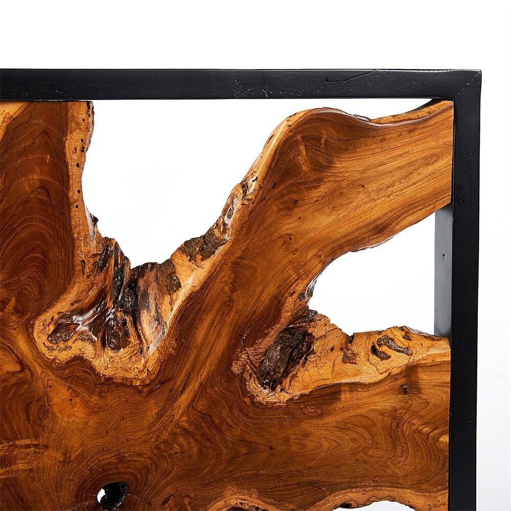 Farmhouse Wall Art Rustic Live Edge Solid Teak Wood Decor 17″x17″ Handmade Decor