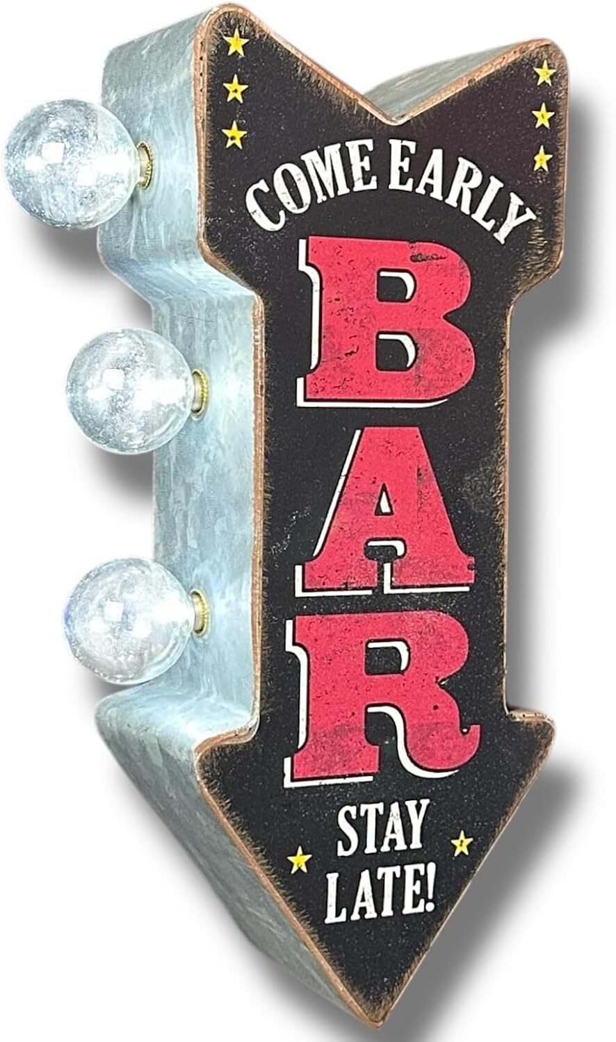 Bar “Come Early Stay Late!” Vintage Inspired Double-Sided Marquee LED Sign Retro