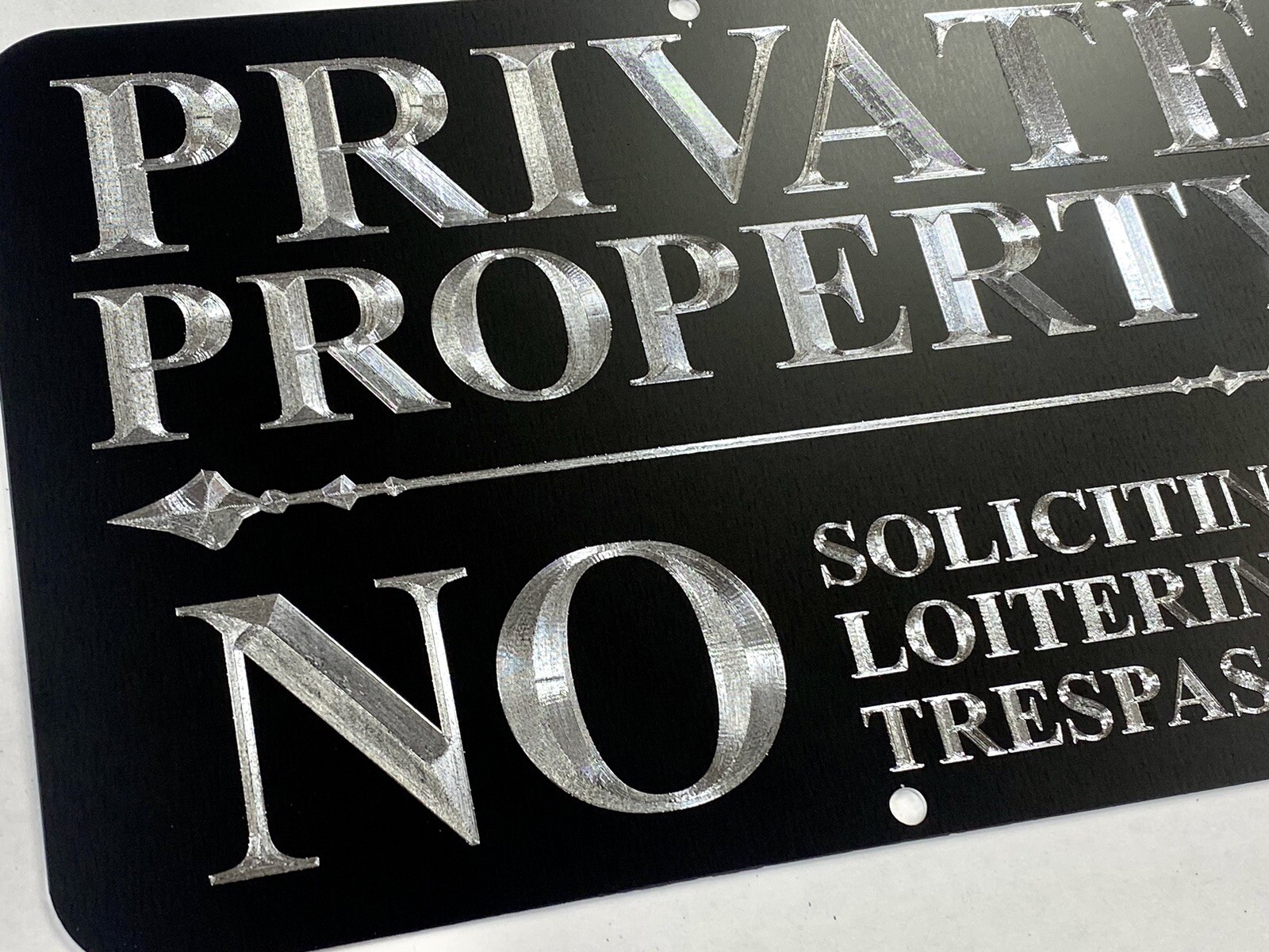 Engraved Private Property No Soliciting Trespassing Metal 11.5×7.5 Plaque Sign