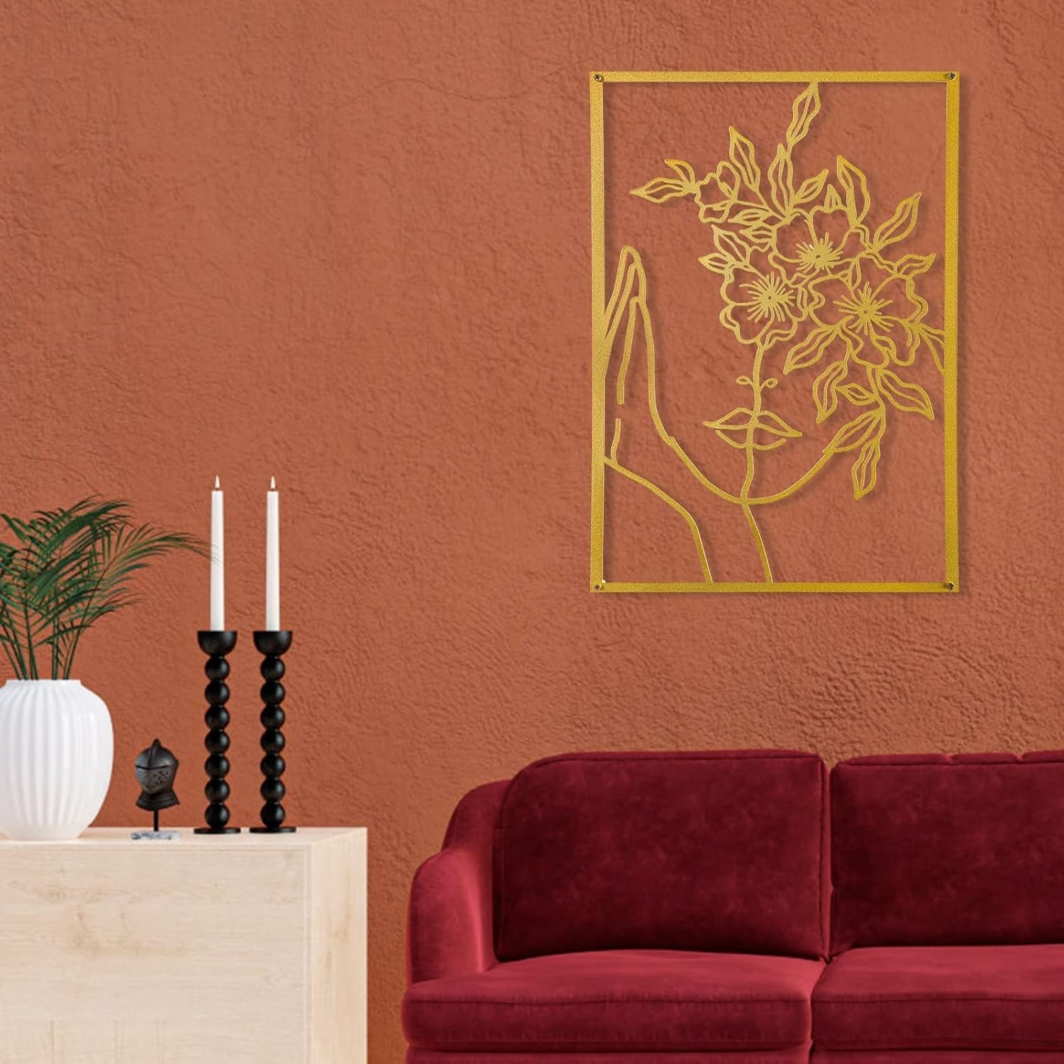 3 Pcs Gold Wall Decor Above Bed Minimalist for Living Room Metal Line Art – F…