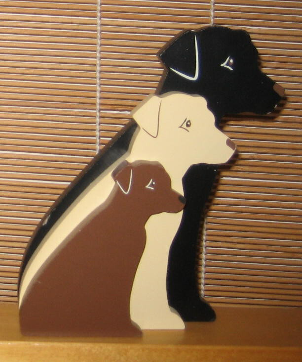 Wood Cut Out Sign Country Primitive 3 Stacking DOGS Family Decor Freestanding