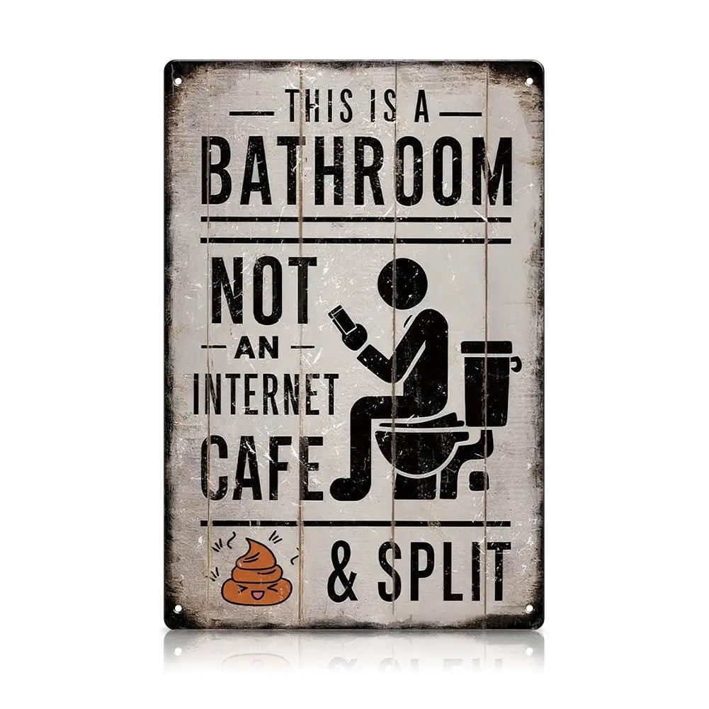 Funny Bathroom Wall Decor Metal Sign – Vintage “This Is a Bathroom