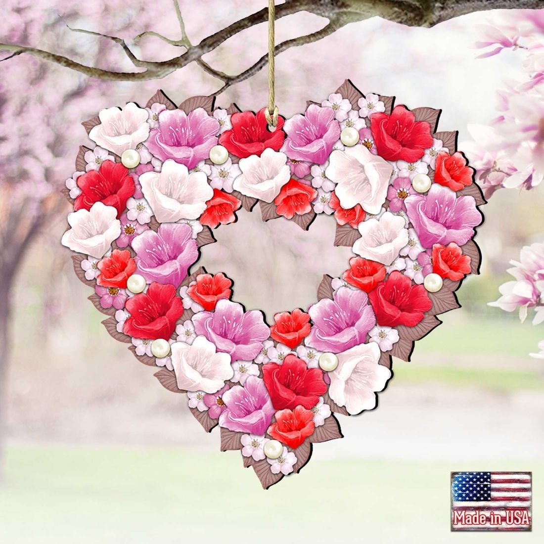 Designocracy 12 x 9 in. Happy Mothers Day Flower Heart Holiday Decor