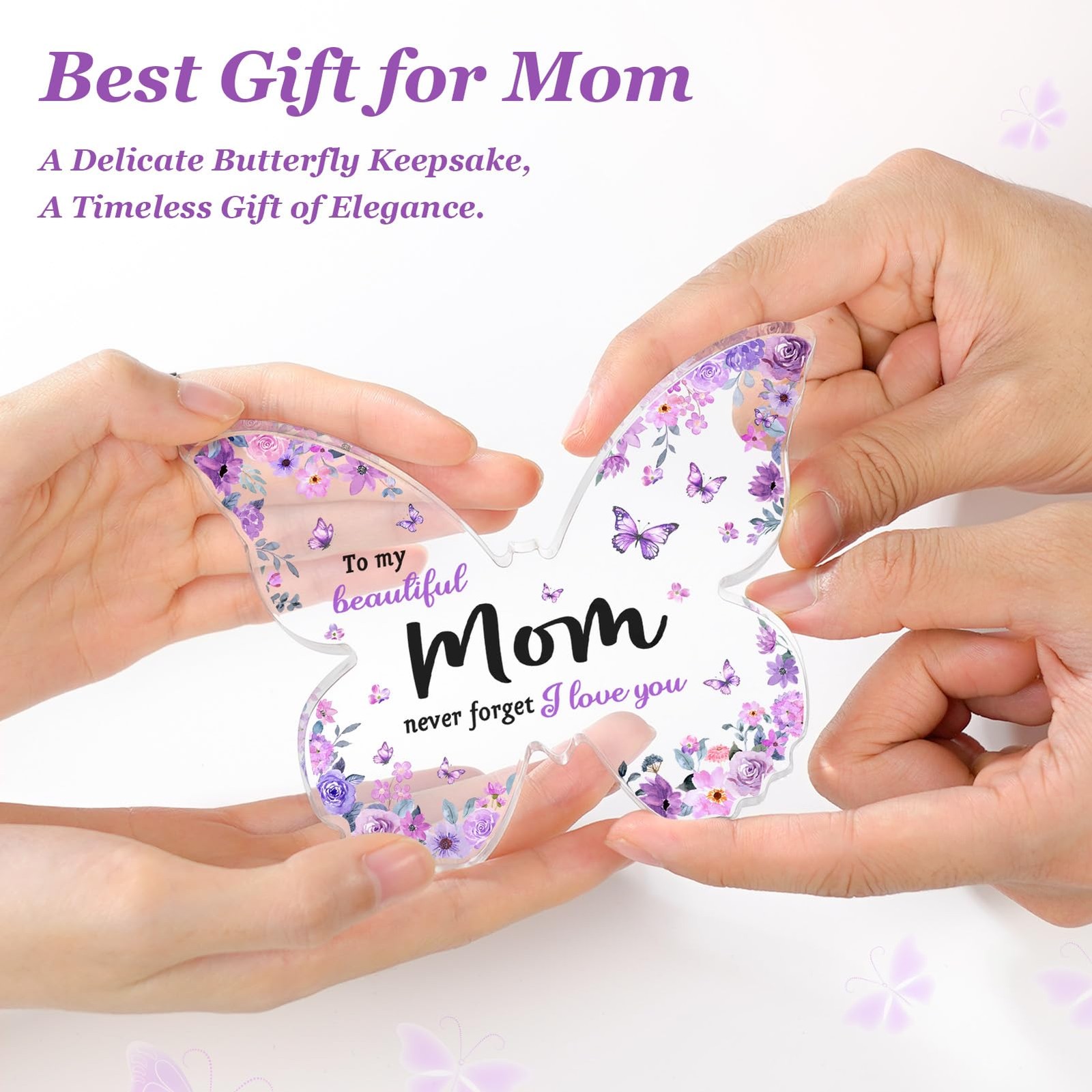 Gifts for Mom, Mom Birthday Gifts, Unique Purple Butterfly Acrylic Plaque Des…