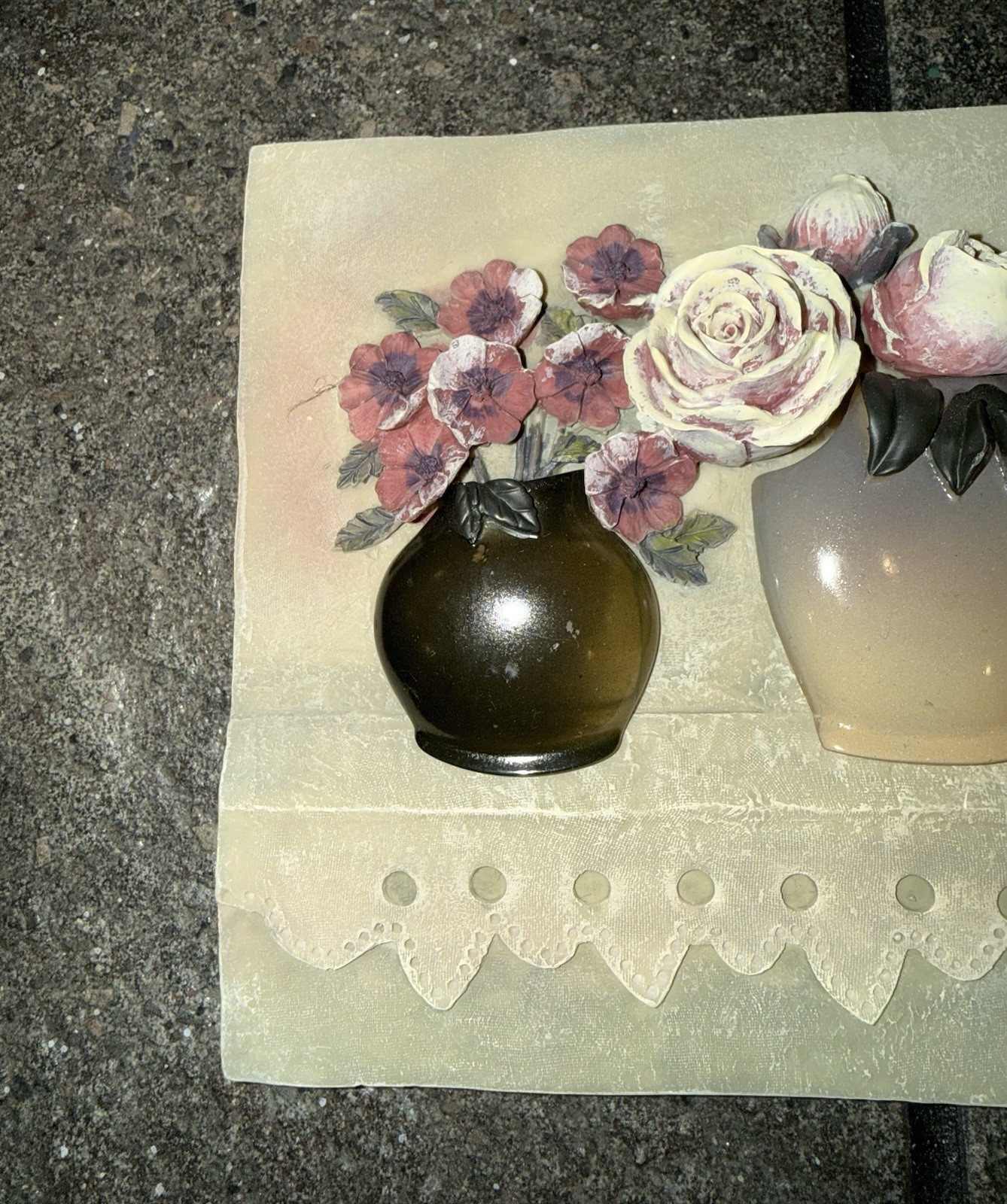 Vintage Pair Of Cheri Blum 3D Resin French Style Floral Wall Tiles Decor Set 2