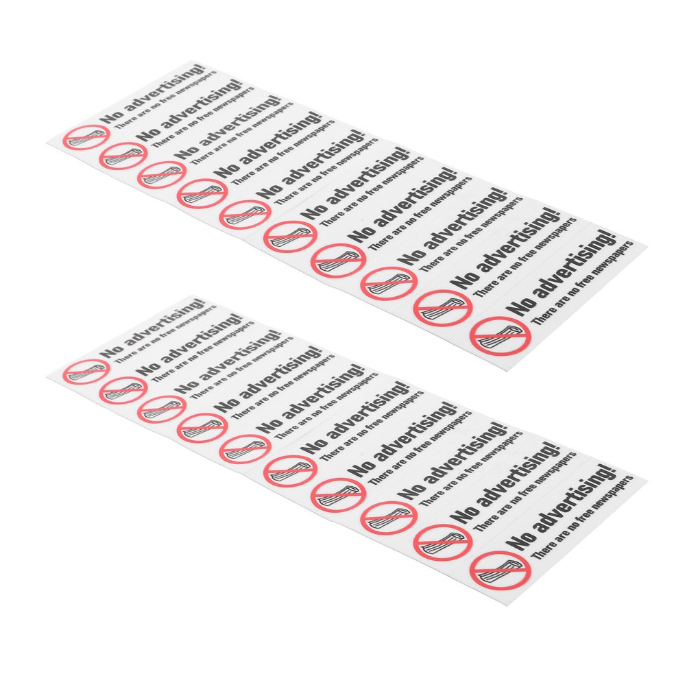 20Pcs Durable PVC No Junk Mail Stickers for Home Mailbox Warning Sign Decals
