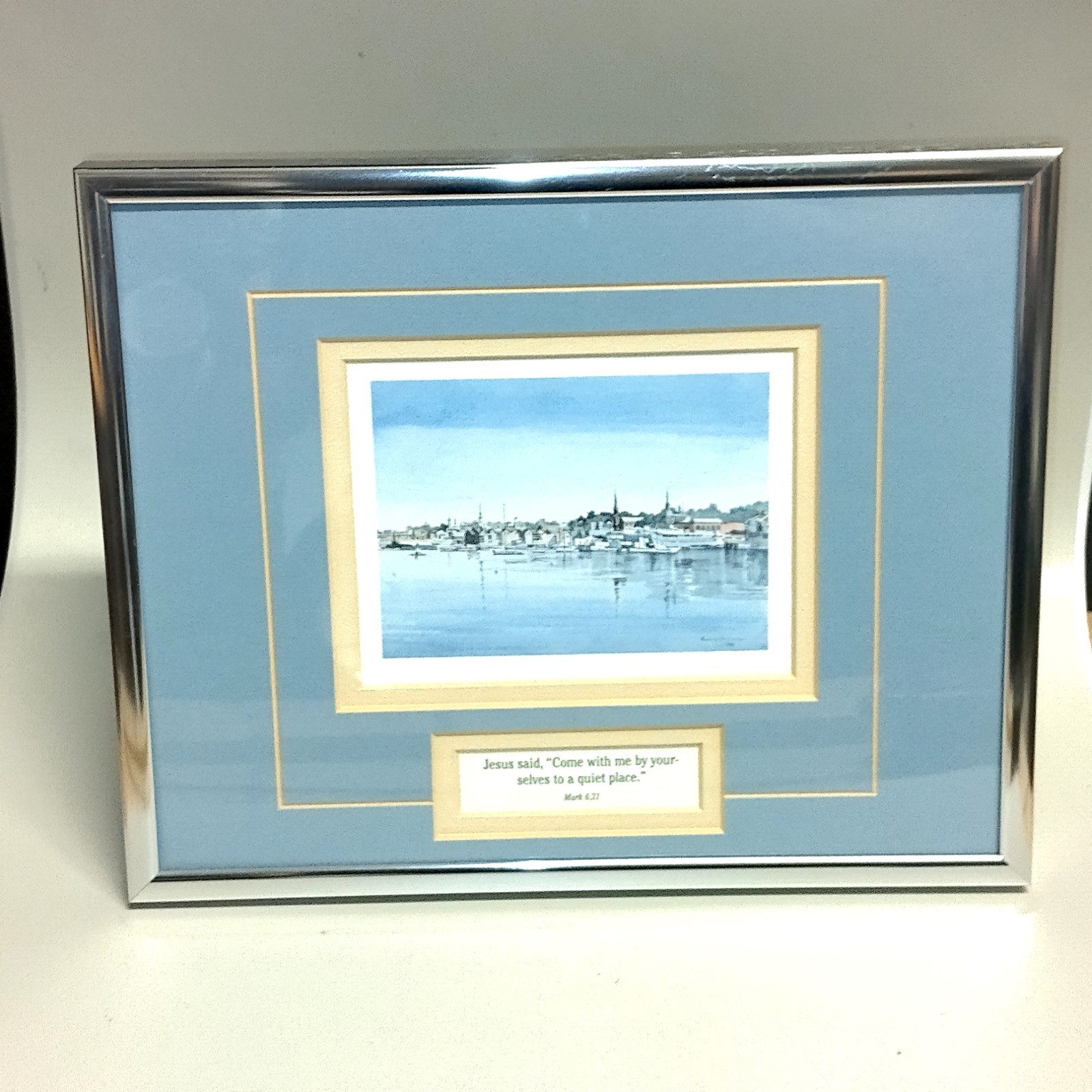 Framed Signed Sailboats Come with Me Quiet Place Mark 6:31 Religious Grosvenor